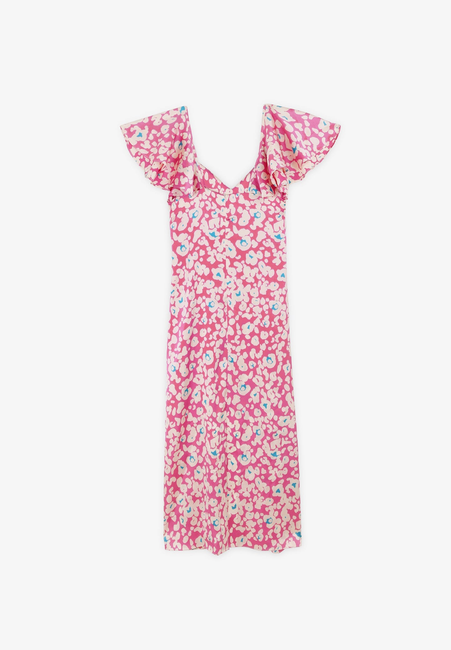 VESTIDO COM ESTAMPADO ANIMAL E MANGA DE FOLHO