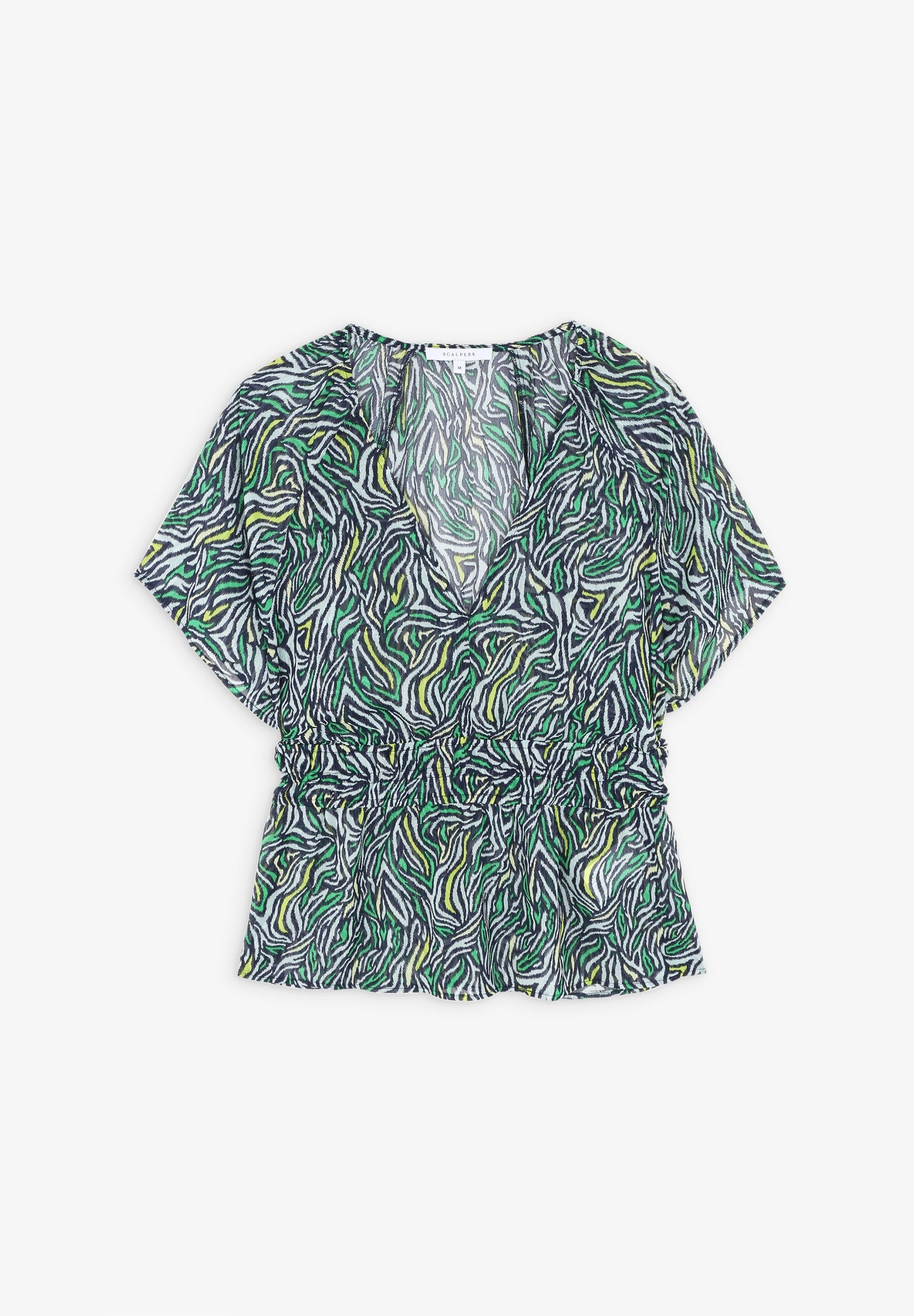 TOP COM ESTAMPADO ANIMAL E FRANZIDO