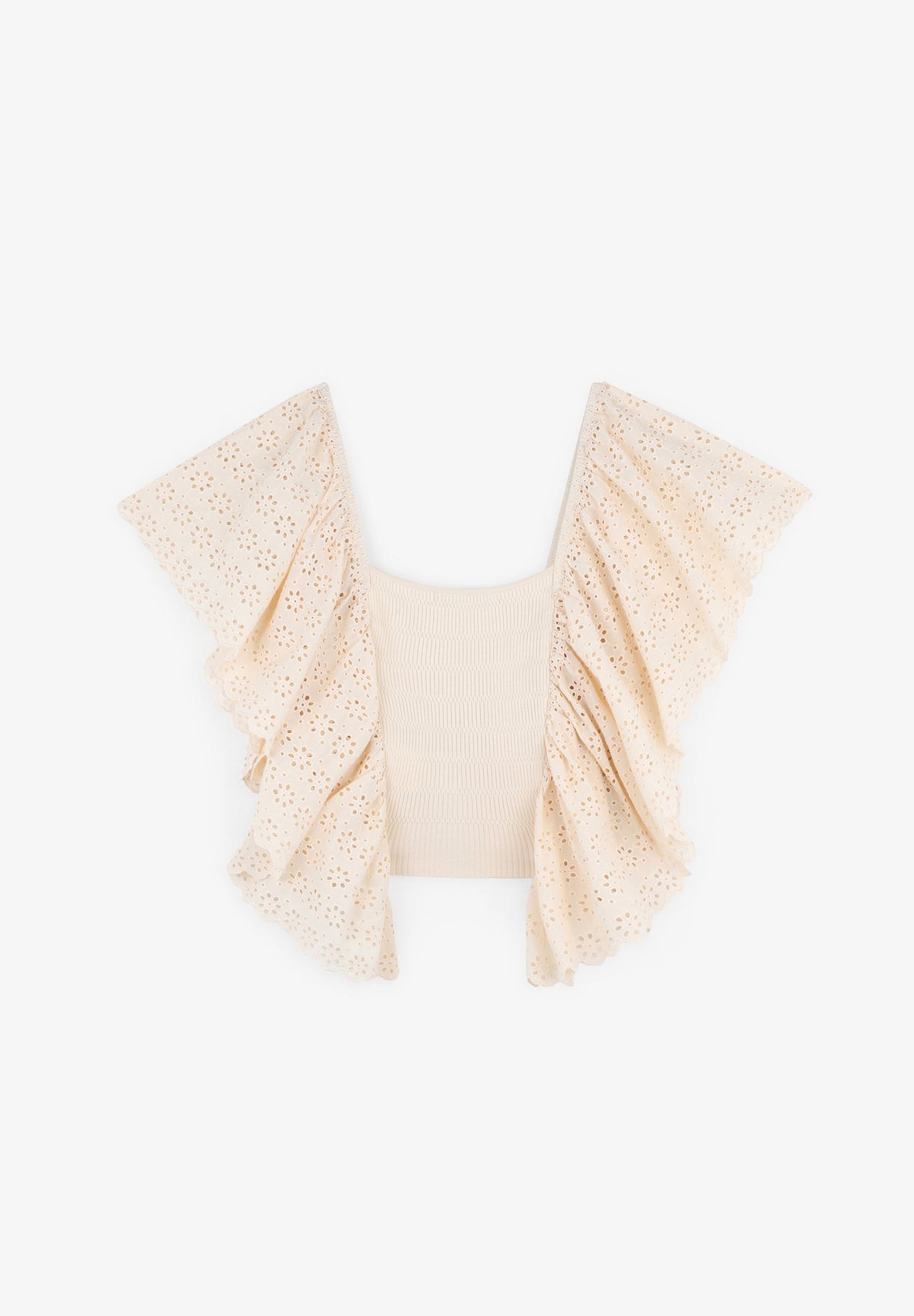 TOP DE MALHA COM MANGA BRODERIE