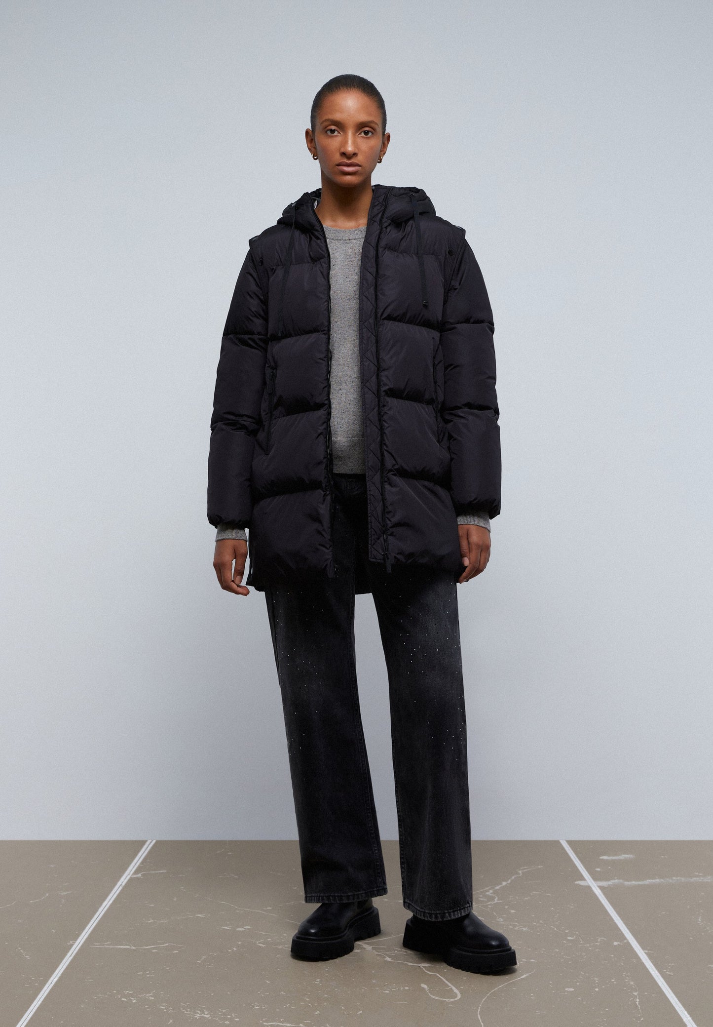 PARKA COMPRIDA COM MANGAS REMOVÍVEIS