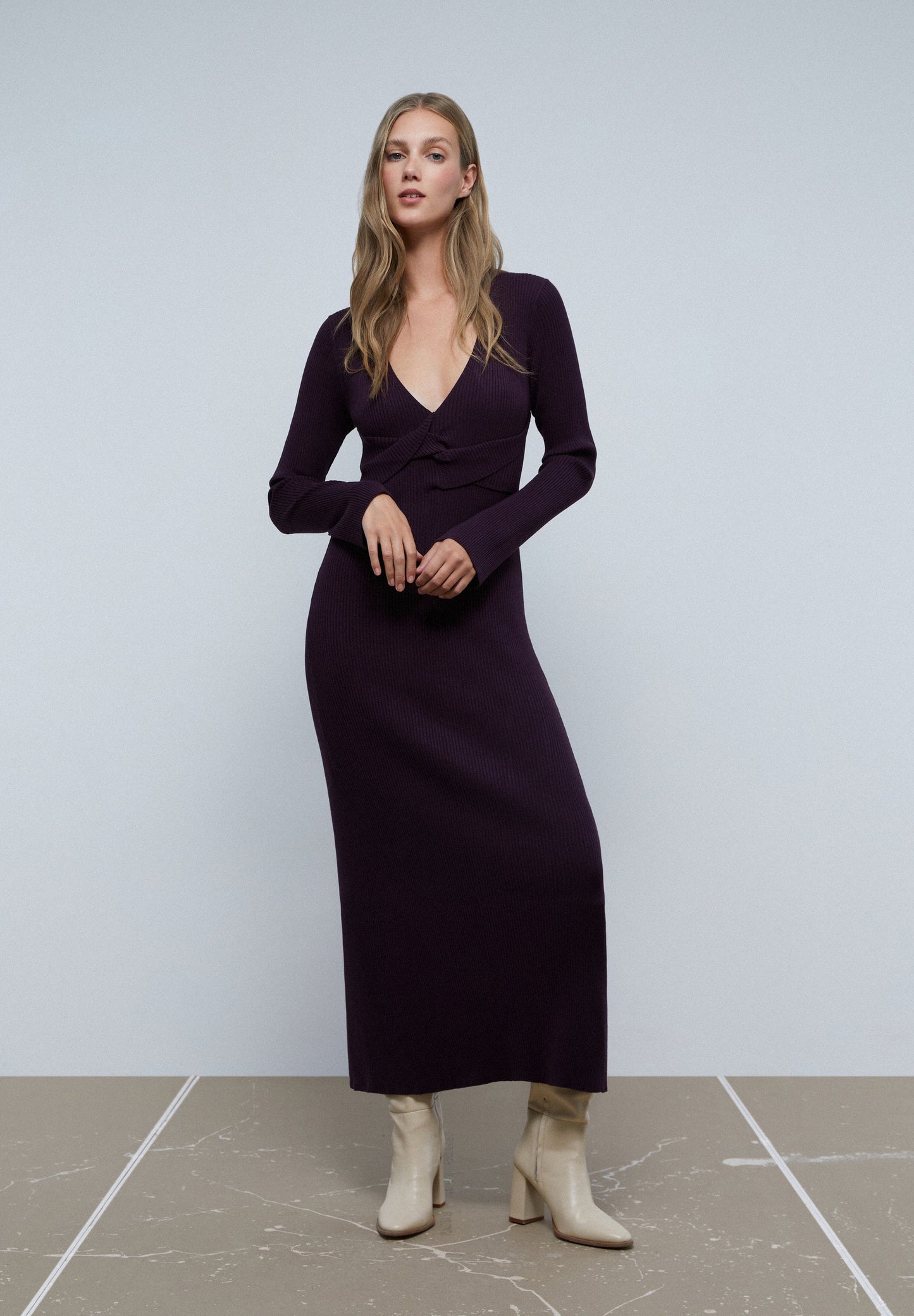 VESTIDO DE MALHA TEXTURA DIAMANTE