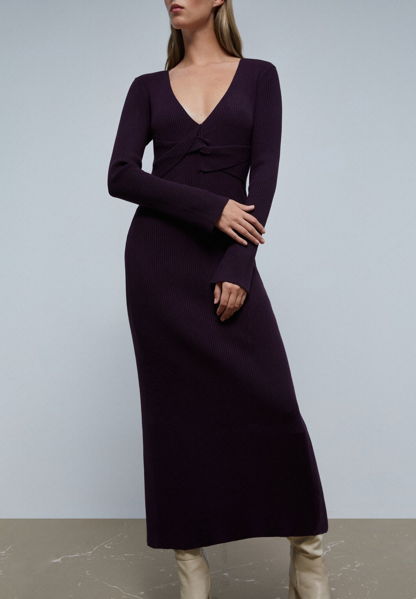 VESTIDO DE MALHA TEXTURA DIAMANTE