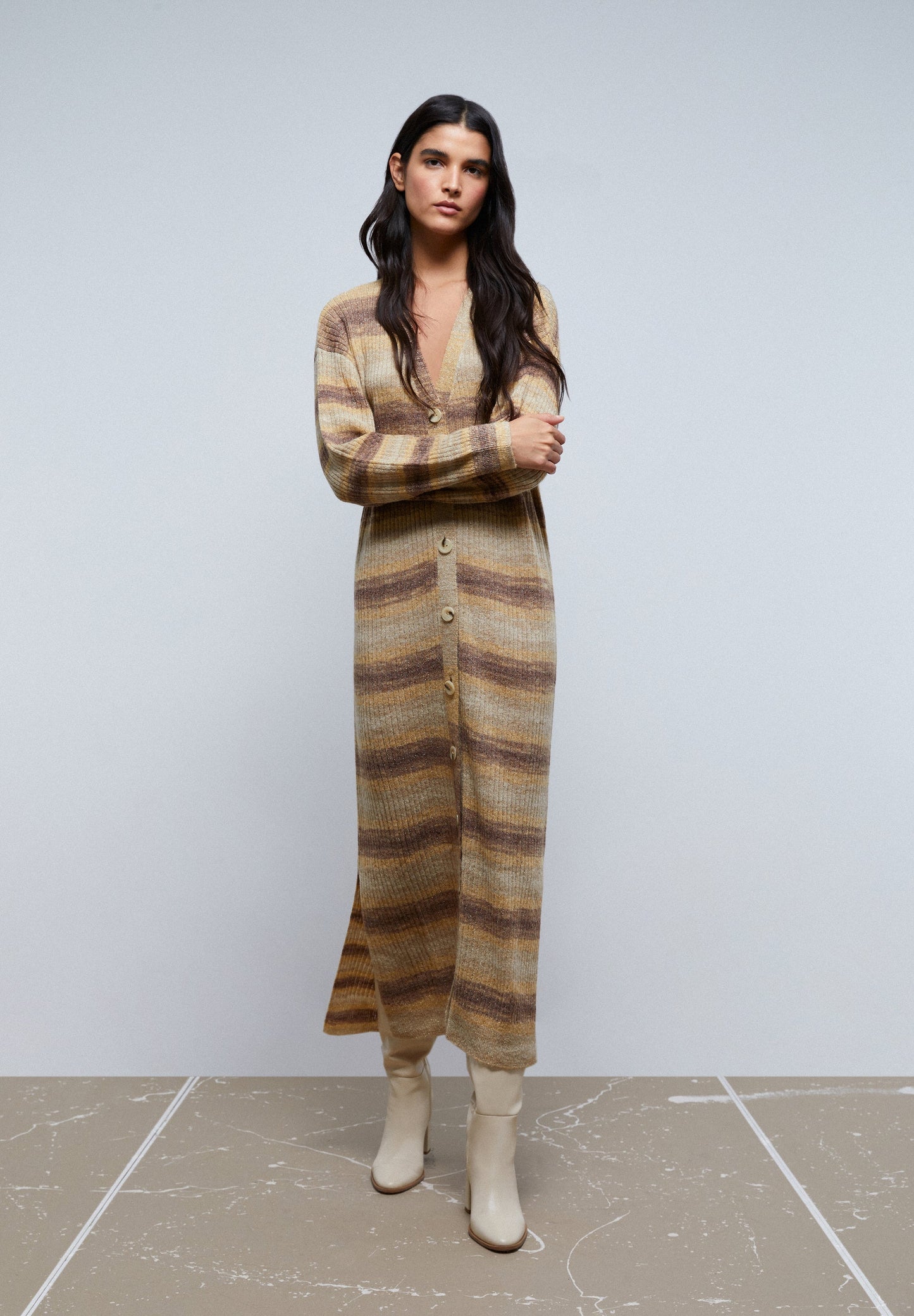 CARDIGAN DE MALHA ÀS RISCAS