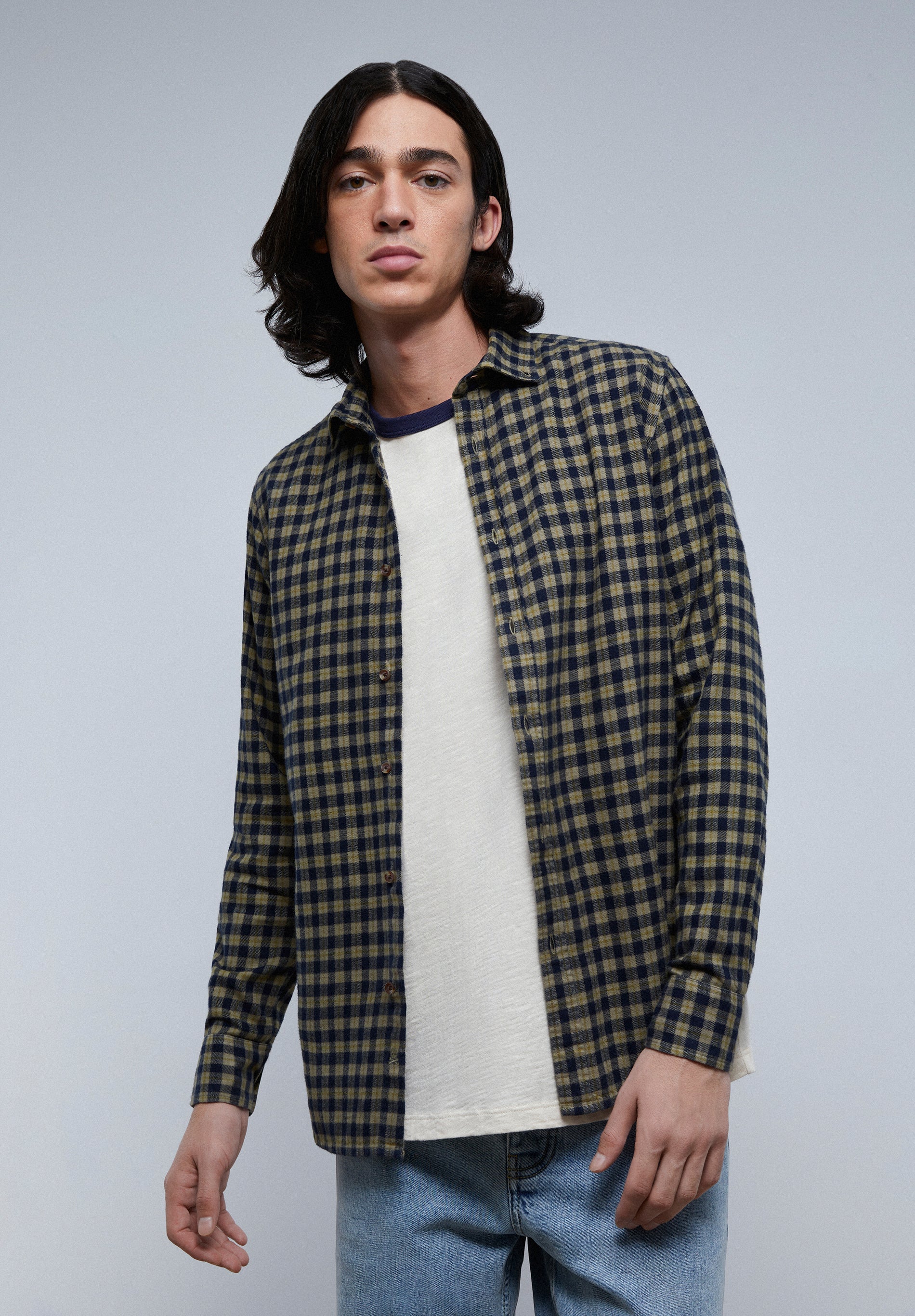 CAMISA XADREZ TARTÃ DE GOLA COM BOTÕES