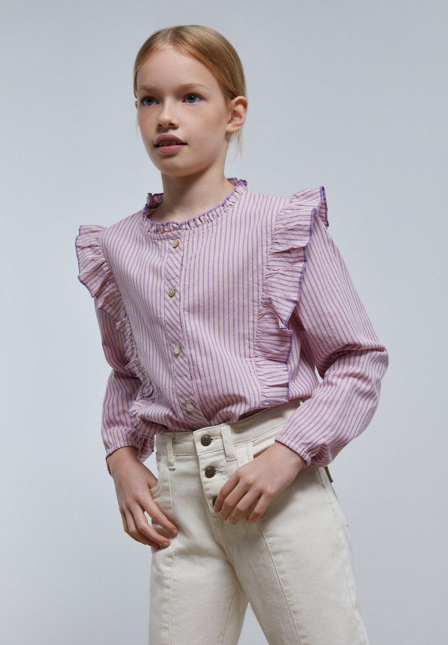 BLUSA ÀS RISCAS FOLHOS