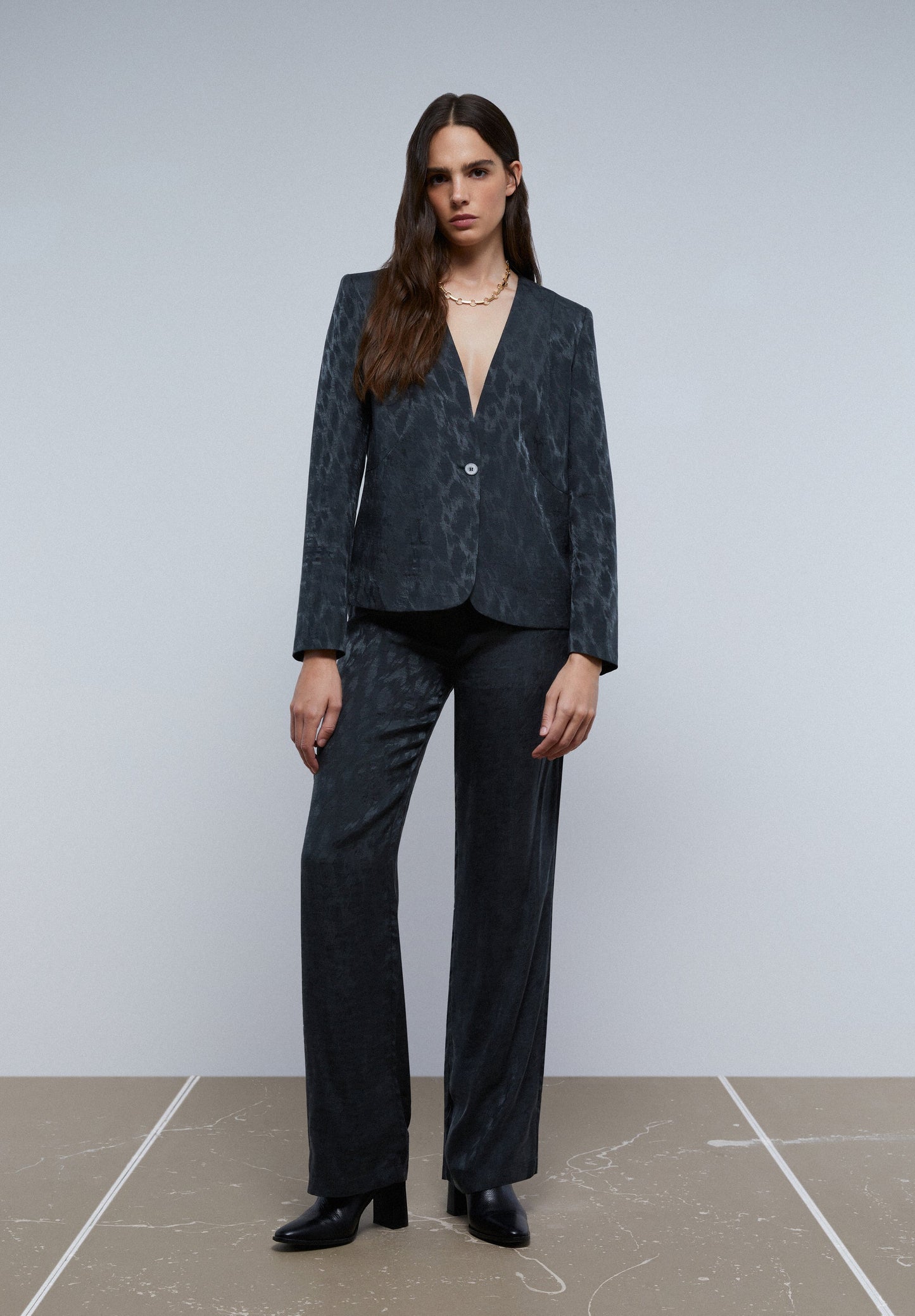 BLAZER SEM LAPELA ANIMAL PRINT