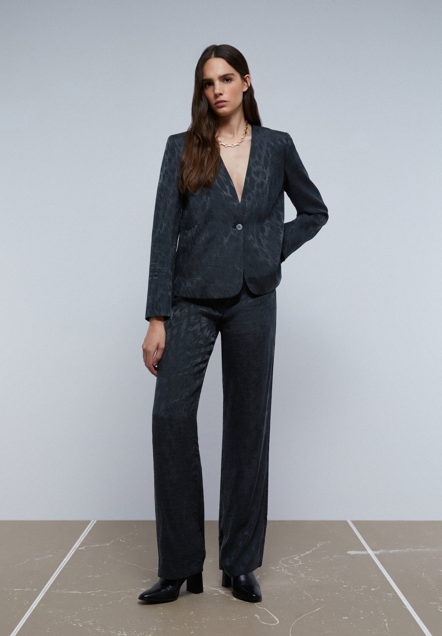 BLAZER SEM LAPELA ANIMAL PRINT