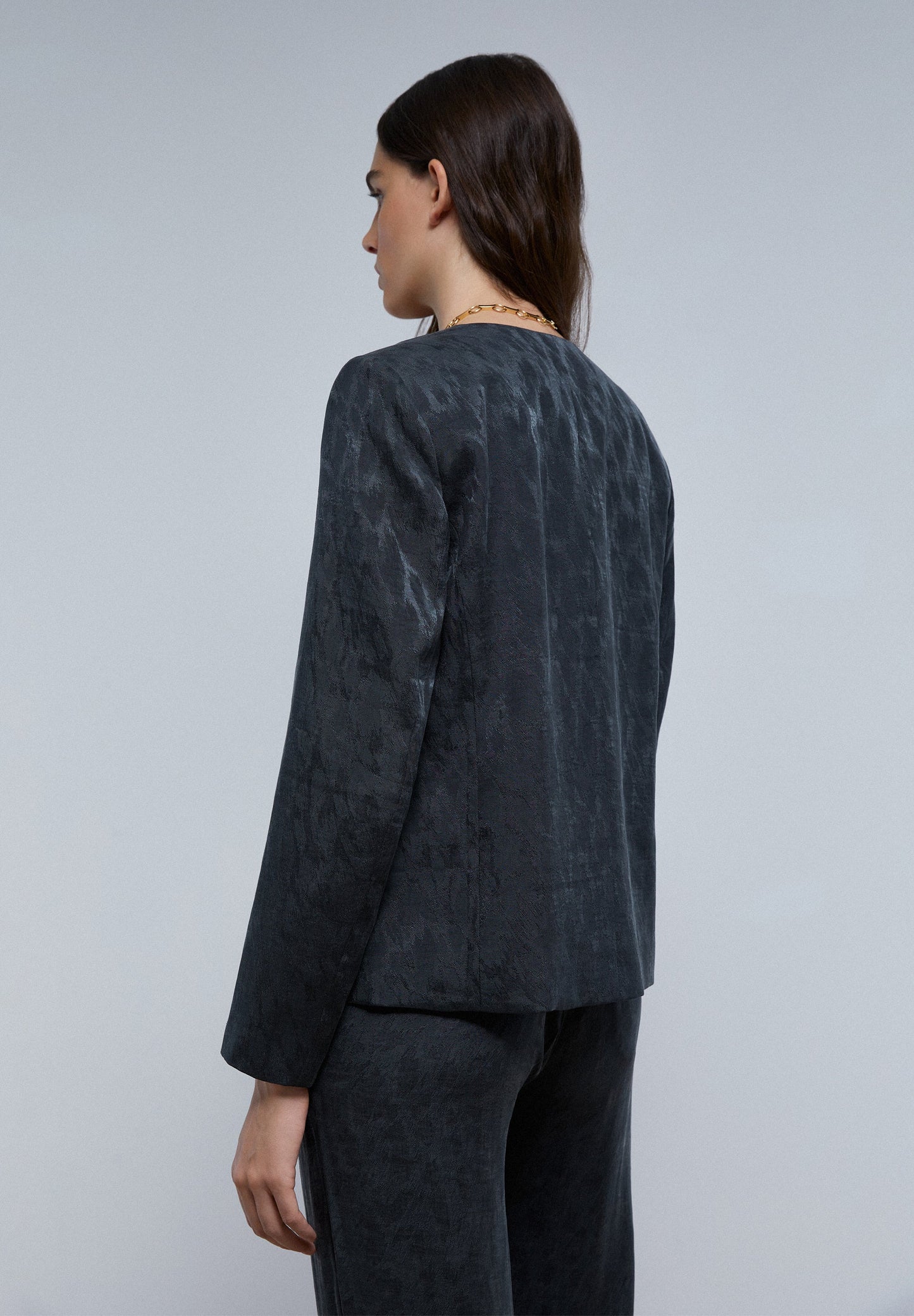 BLAZER SEM LAPELA ANIMAL PRINT