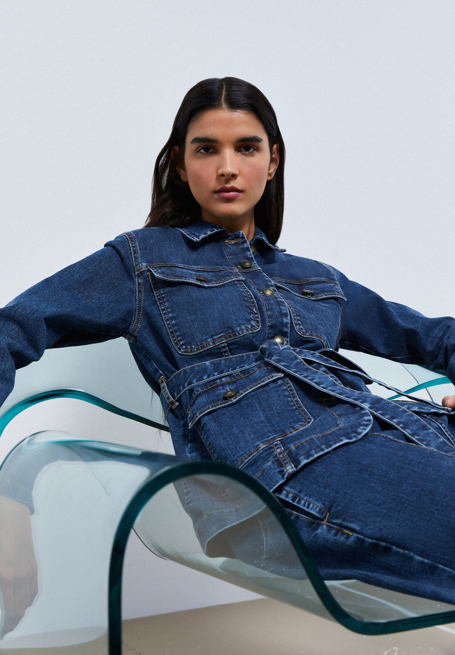 CARDIGAN DENIM COM CINTO