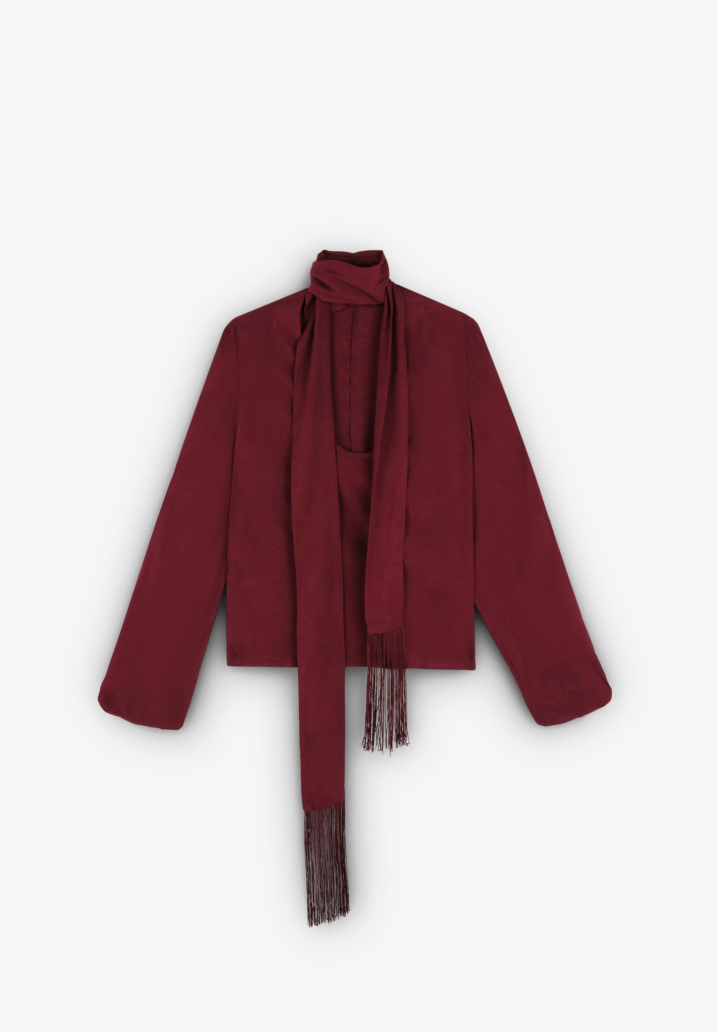 BLUSA EM JACQUARD COM LAÇO NA GOLA