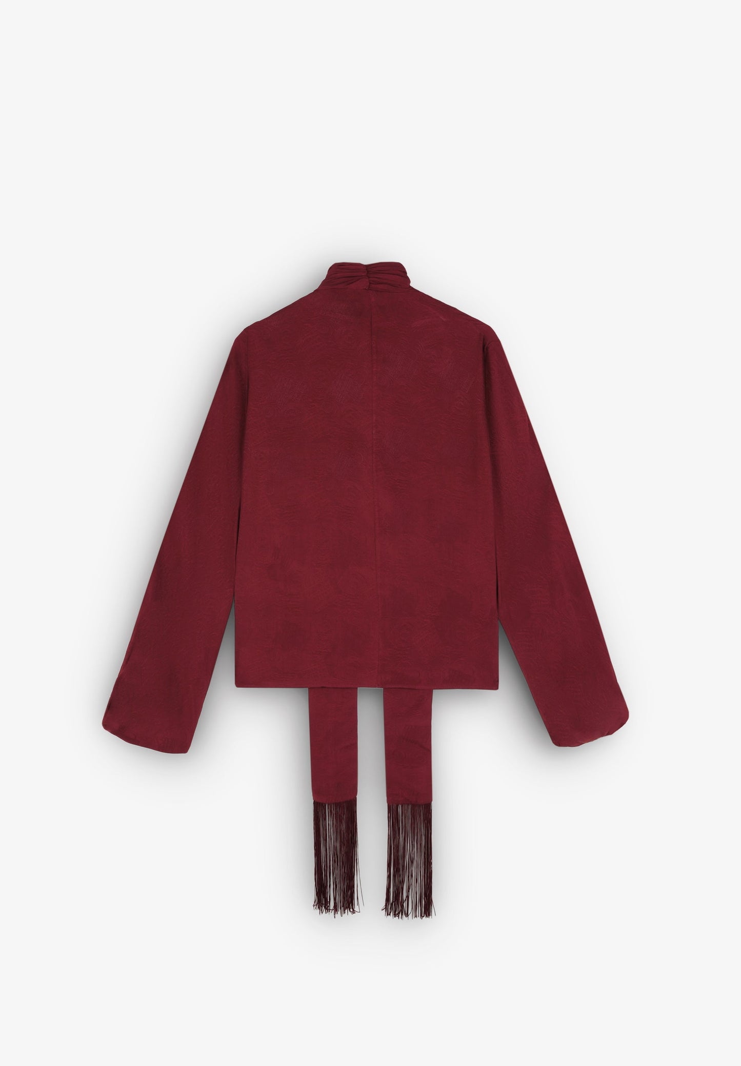 BLUSA EM JACQUARD COM LAÇO NA GOLA