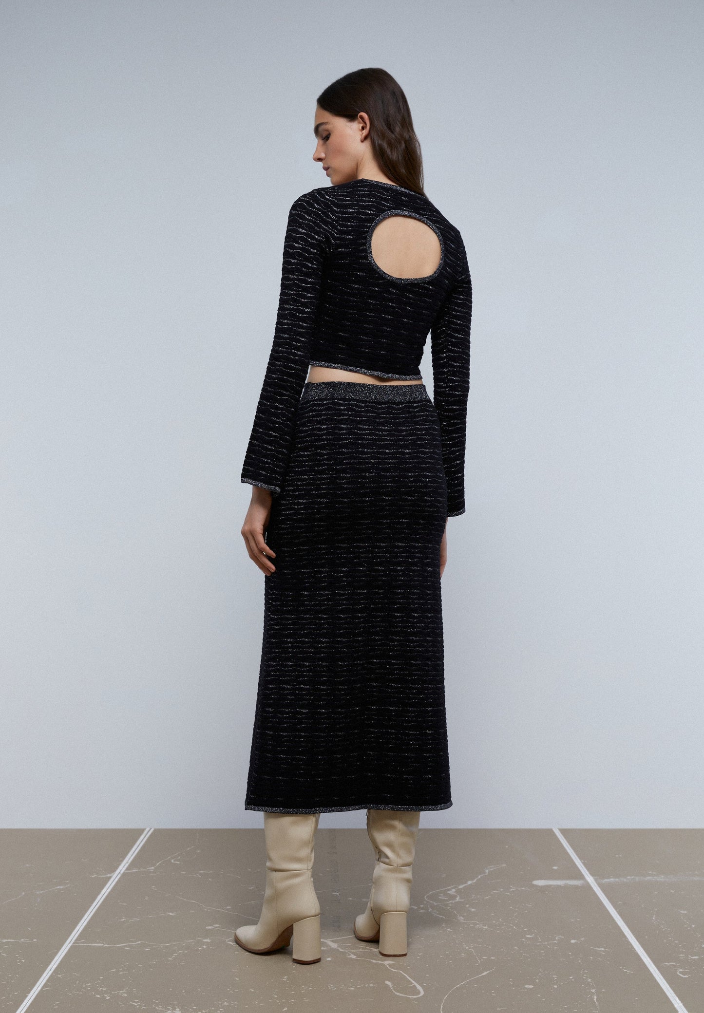 SAIA MIDI DE MALHA COM FIO METALIZADO