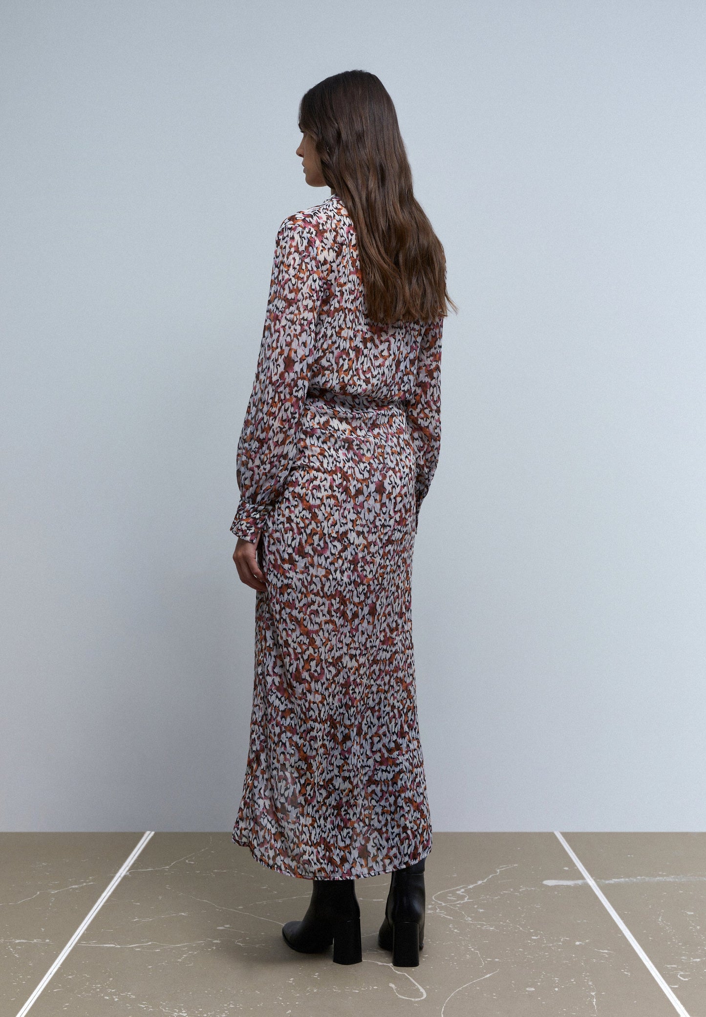 SAIA MIDI DRAPEADA COM PADRÃO