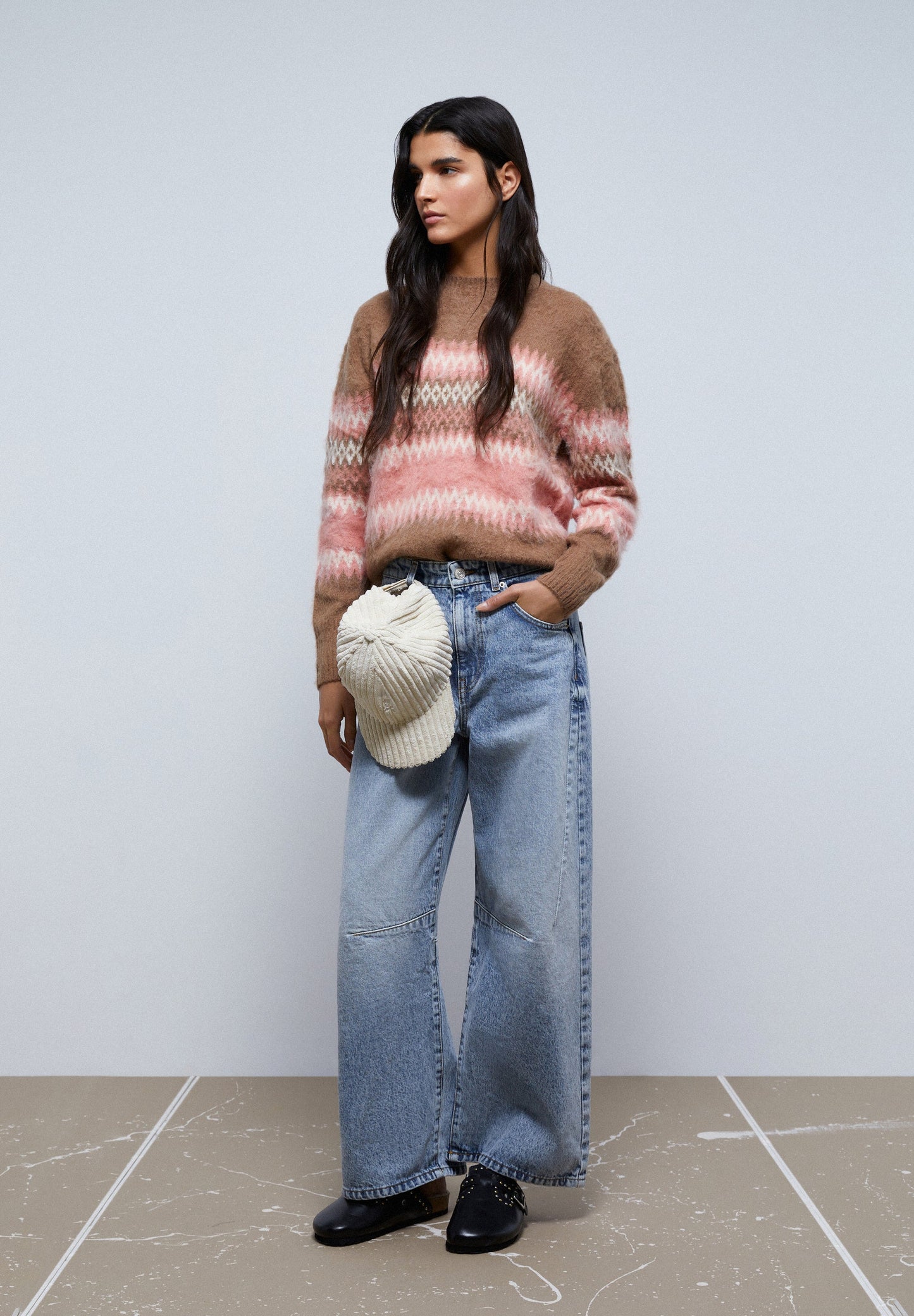 SWEATER DE MALHA COM CONTRASTES