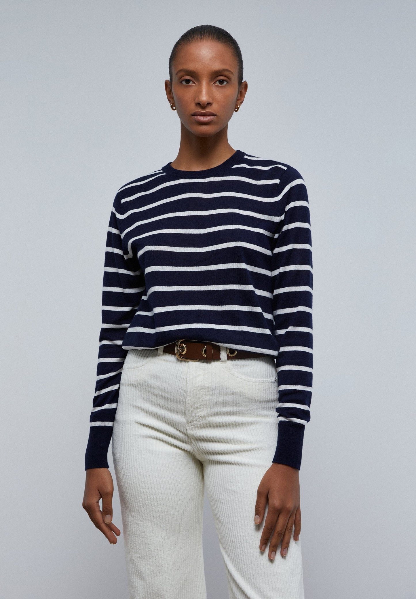 SWEATER ÀS RISCAS DE MALHA SUAVE