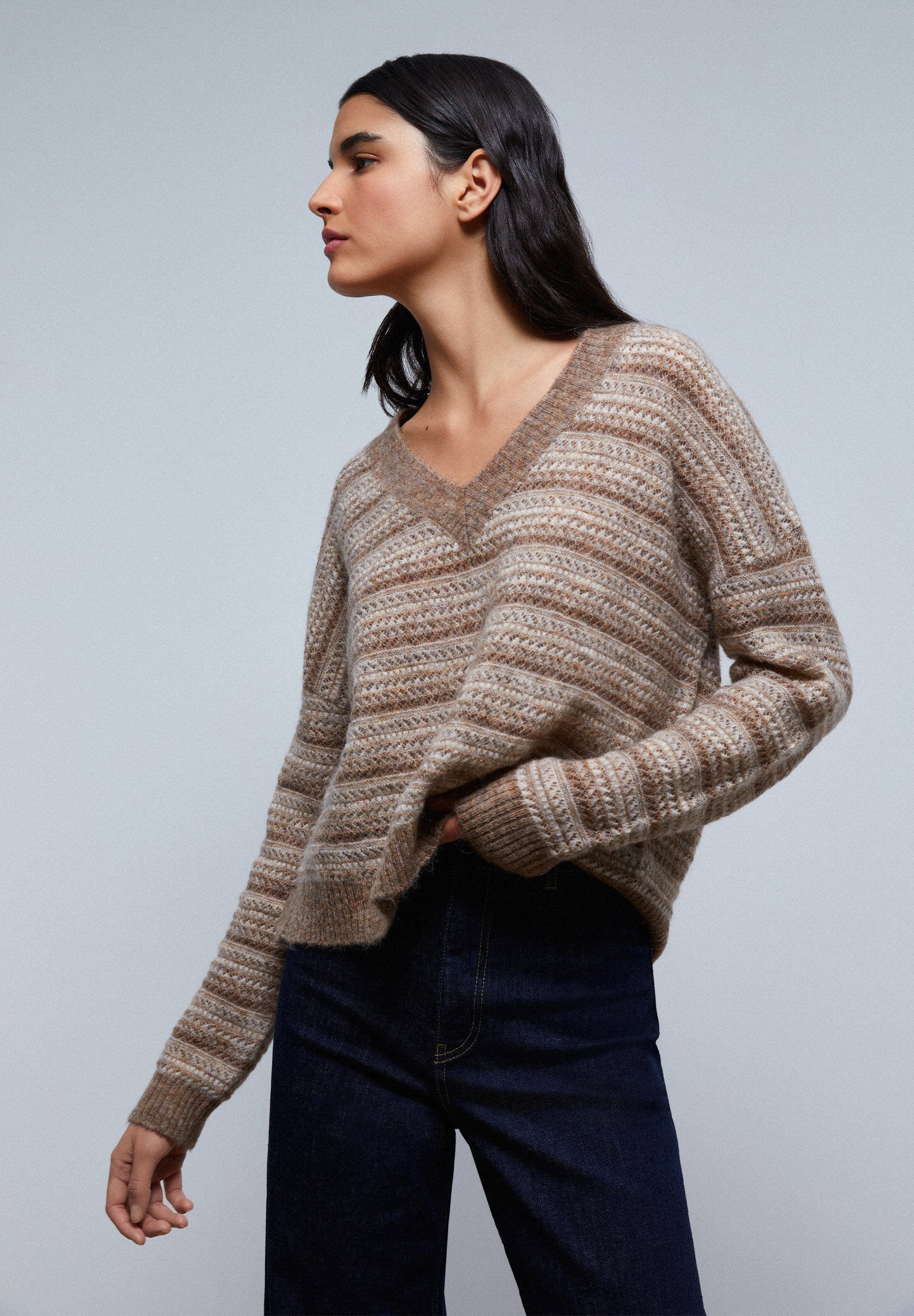SWEATER DE MALHA ÀS RISCAS