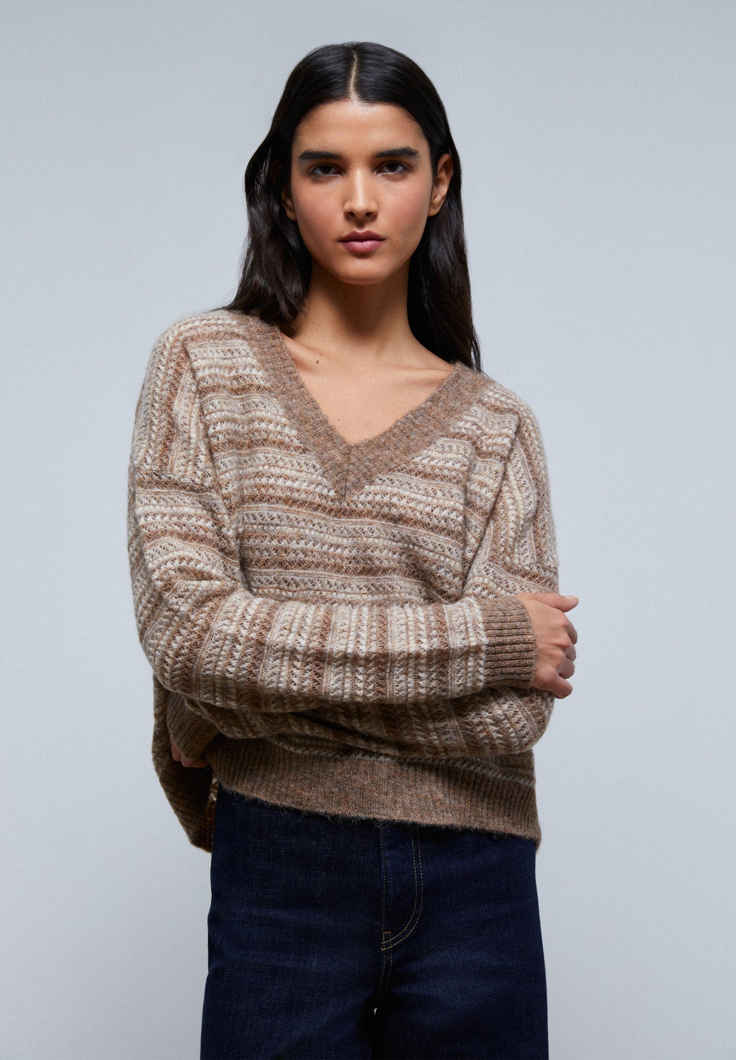 SWEATER DE MALHA ÀS RISCAS