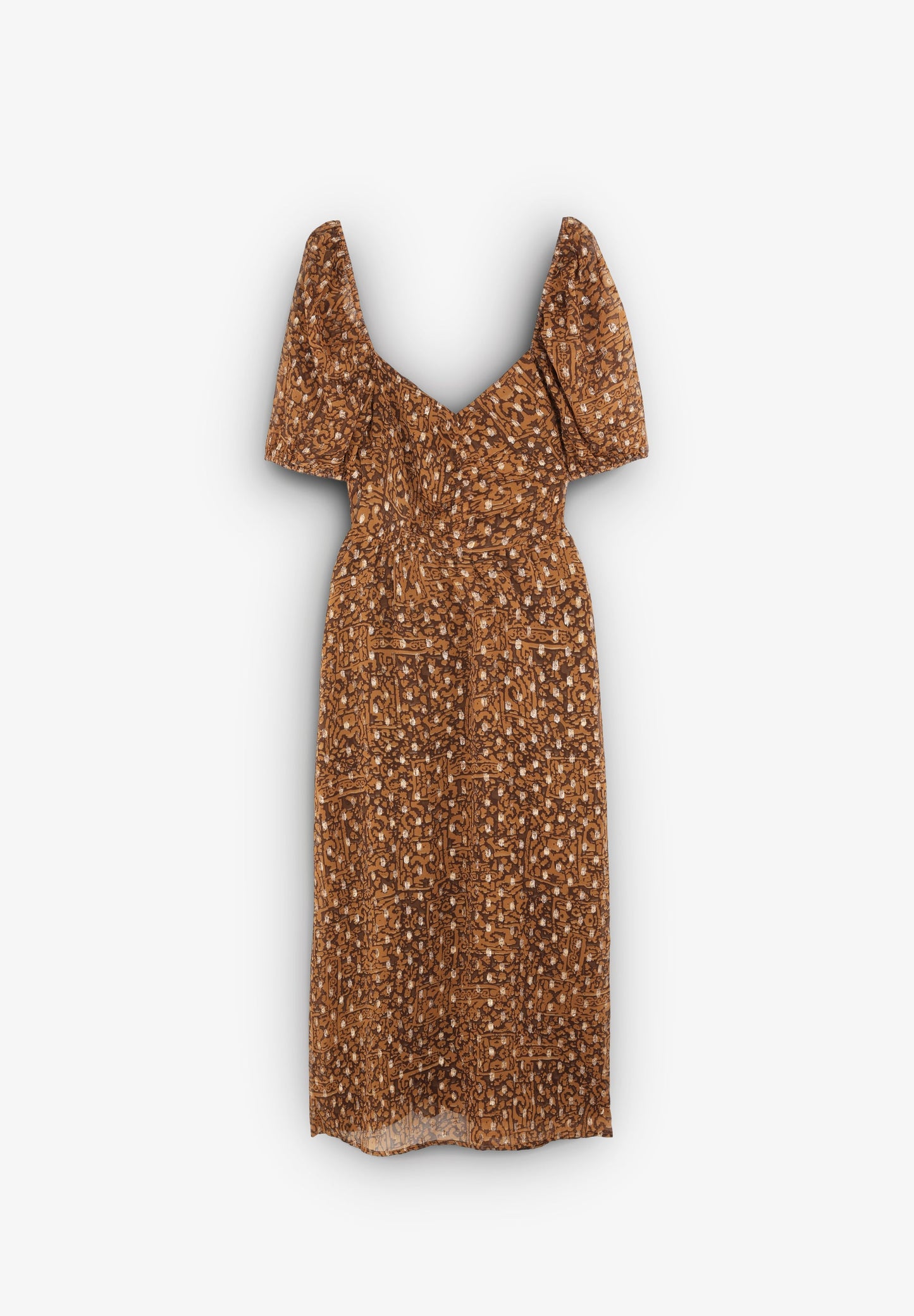 VESTIDO MIDI COM PORMENOR DE FRANZIDO NO PEITO