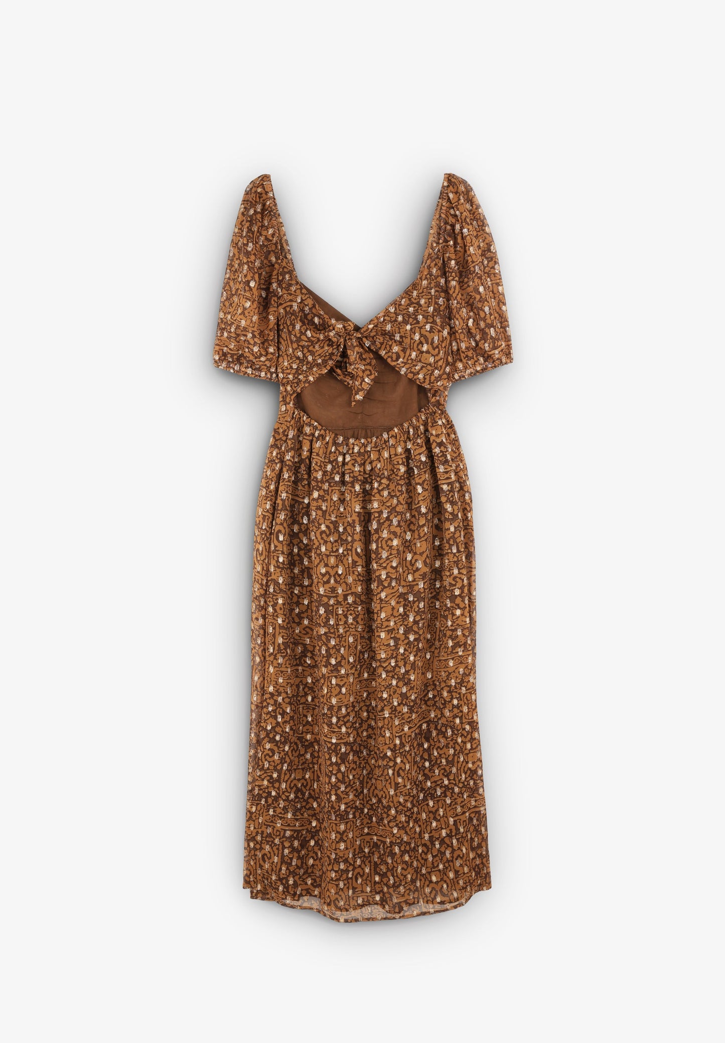 VESTIDO MIDI COM PORMENOR DE FRANZIDO NO PEITO