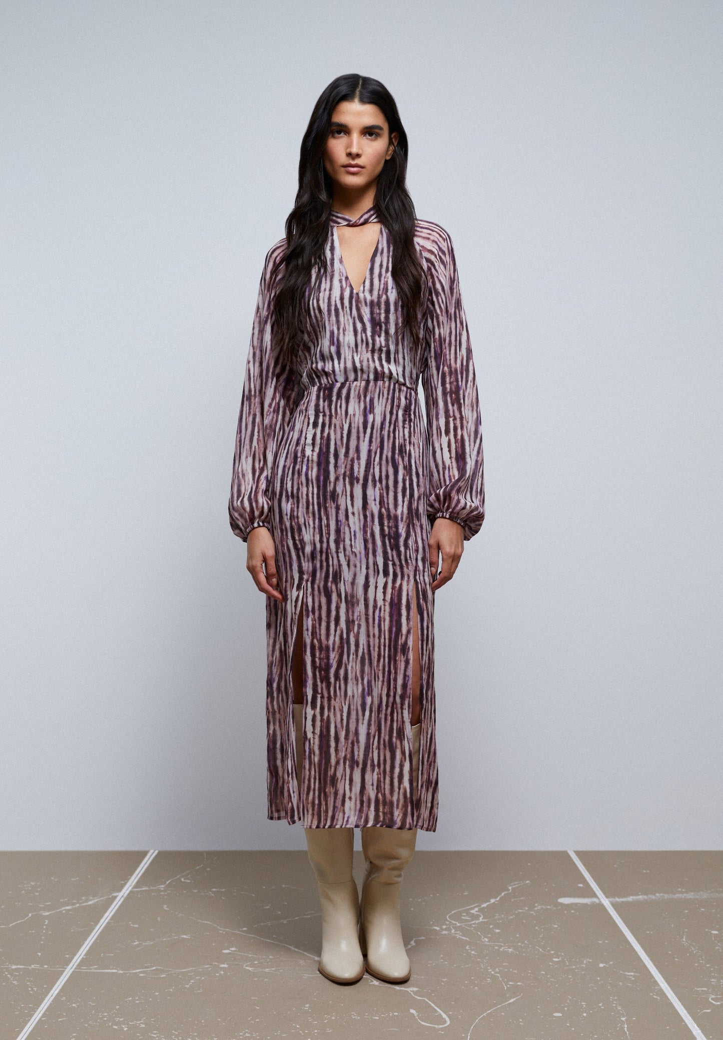 VESTIDO TIE-DYE COM LAÇO NA GOLA