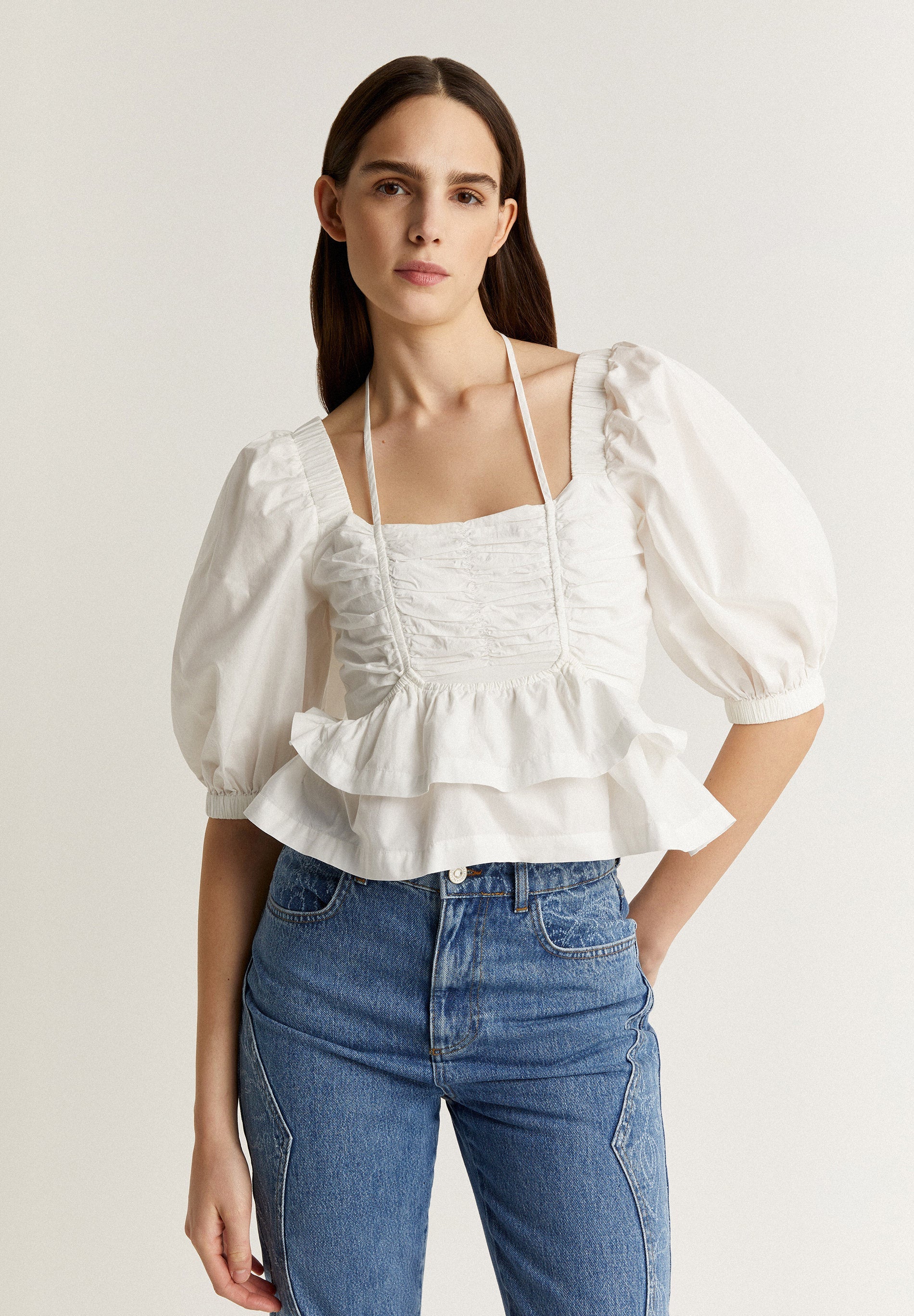 POPLIN PUFF TOP