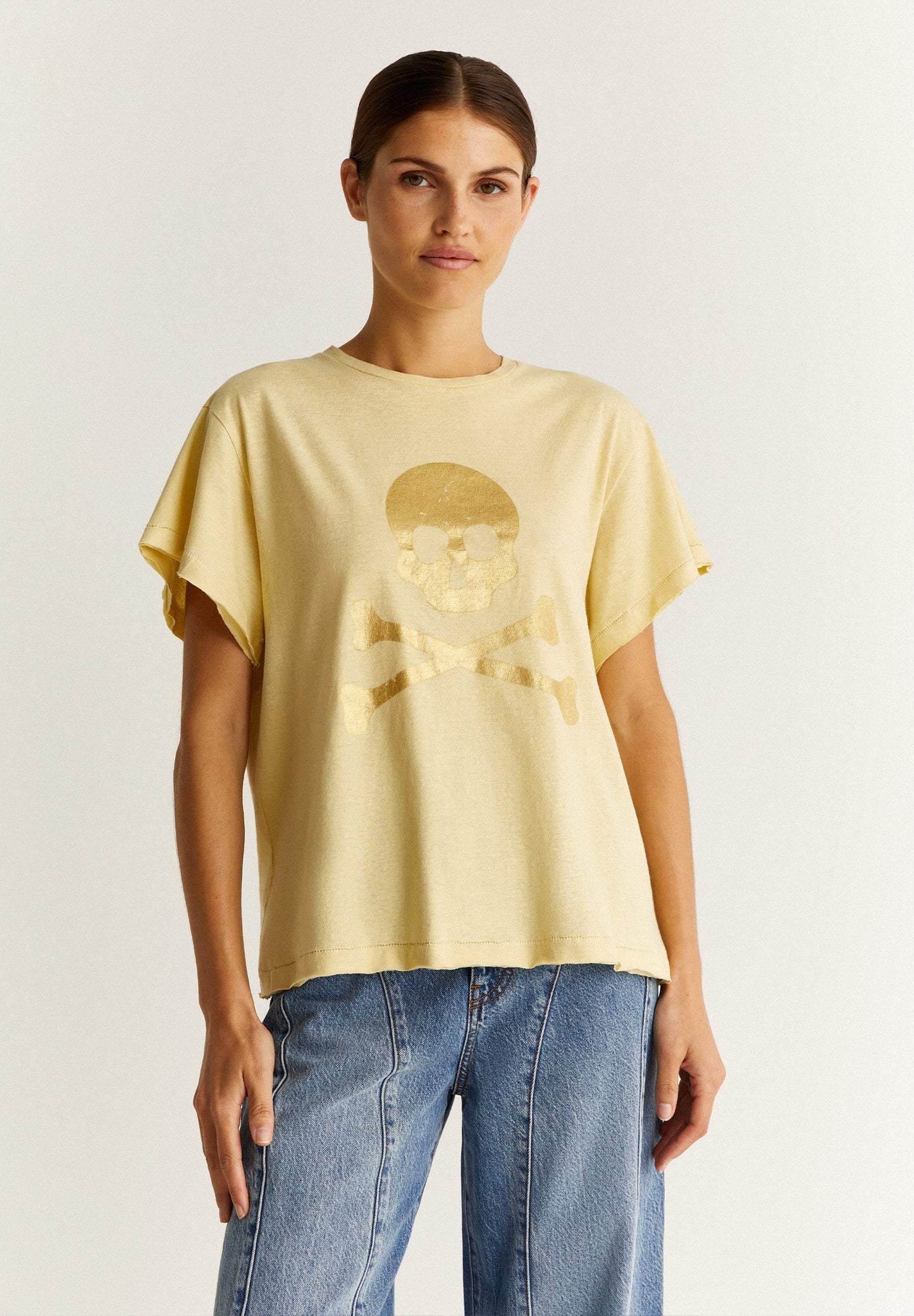 T-SHIRT COM SKULL EM FOIL