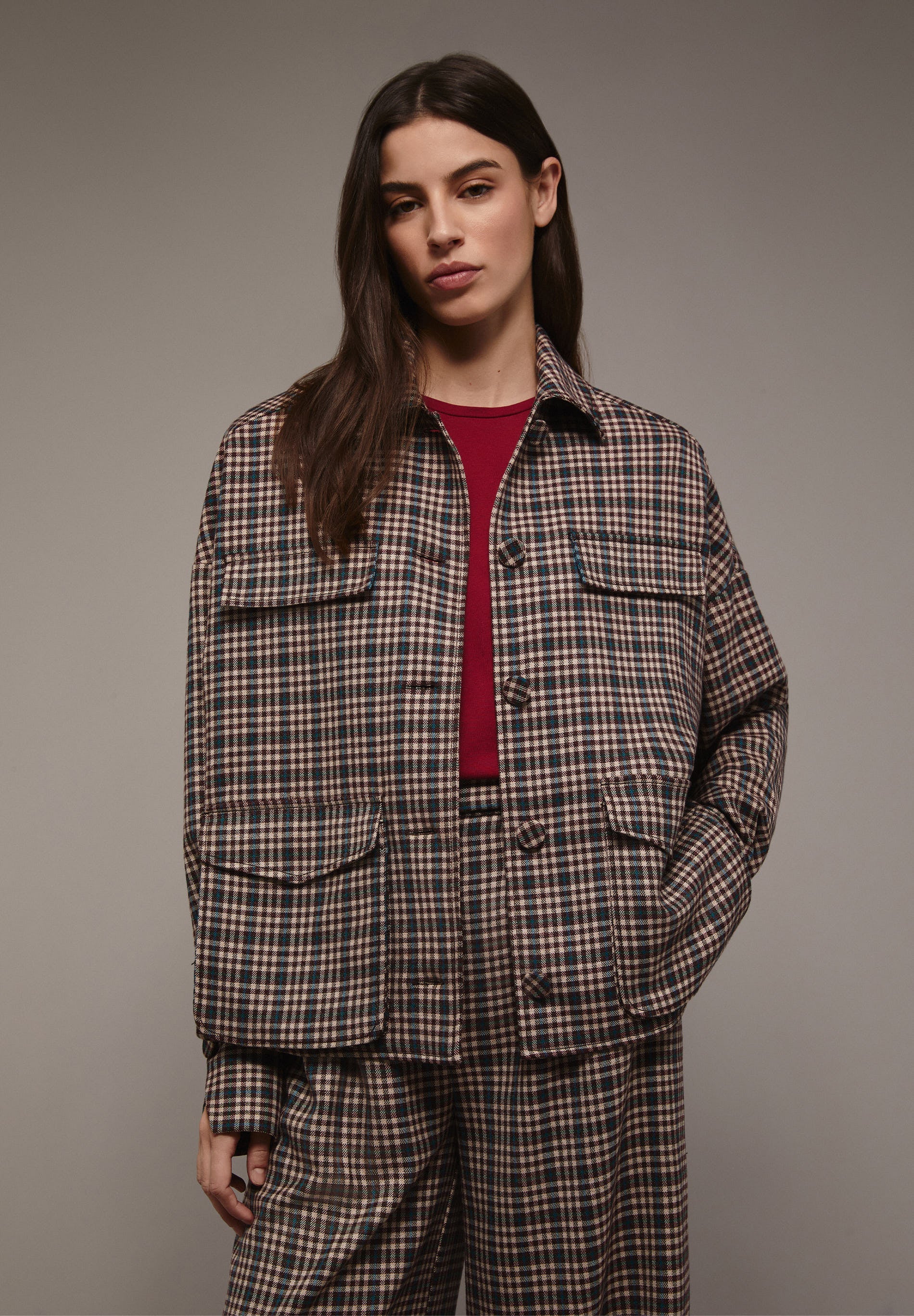 CARDIGAN XADREZ COM BOLSOS