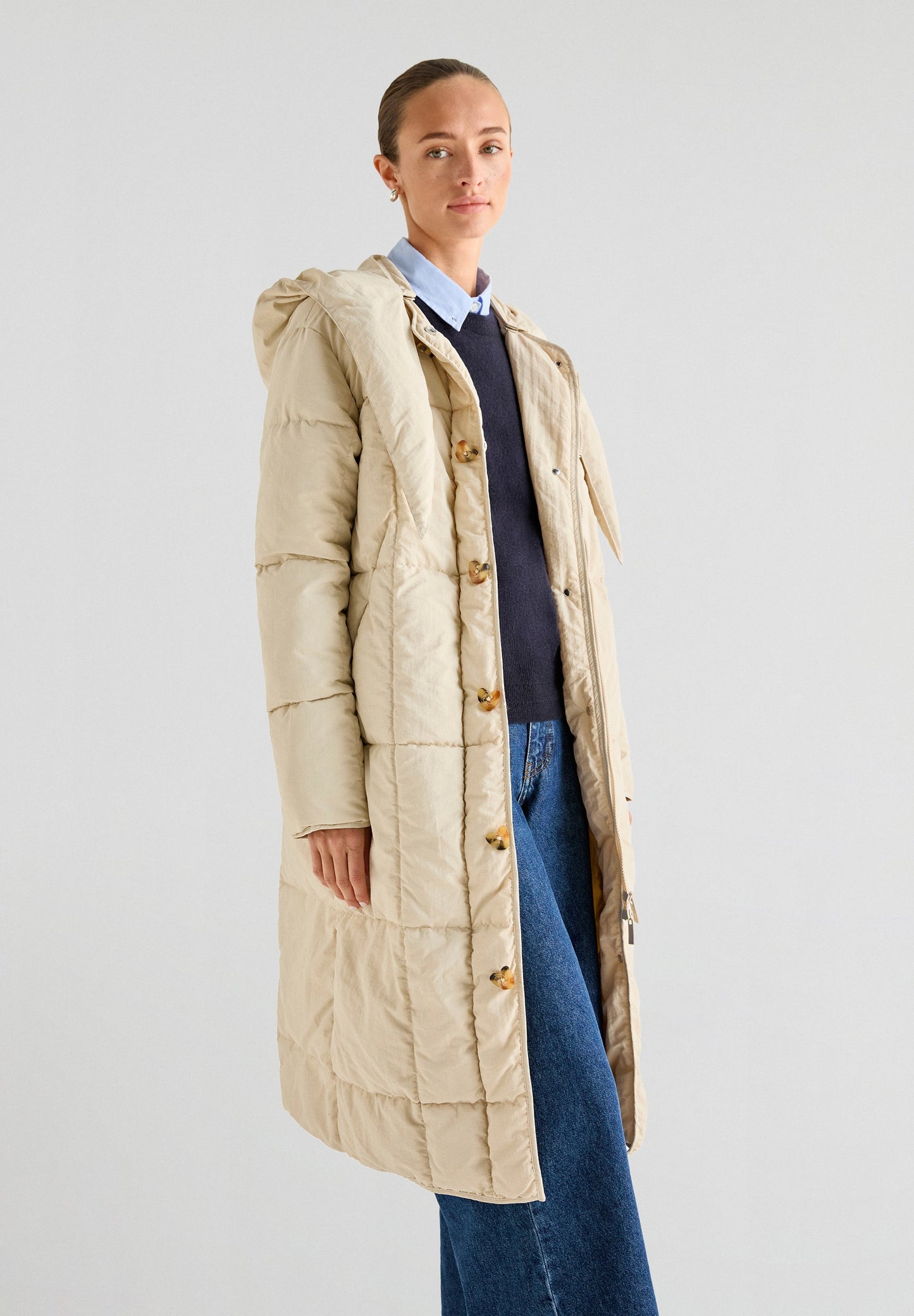 BOW HOODIE PUFFER COAT