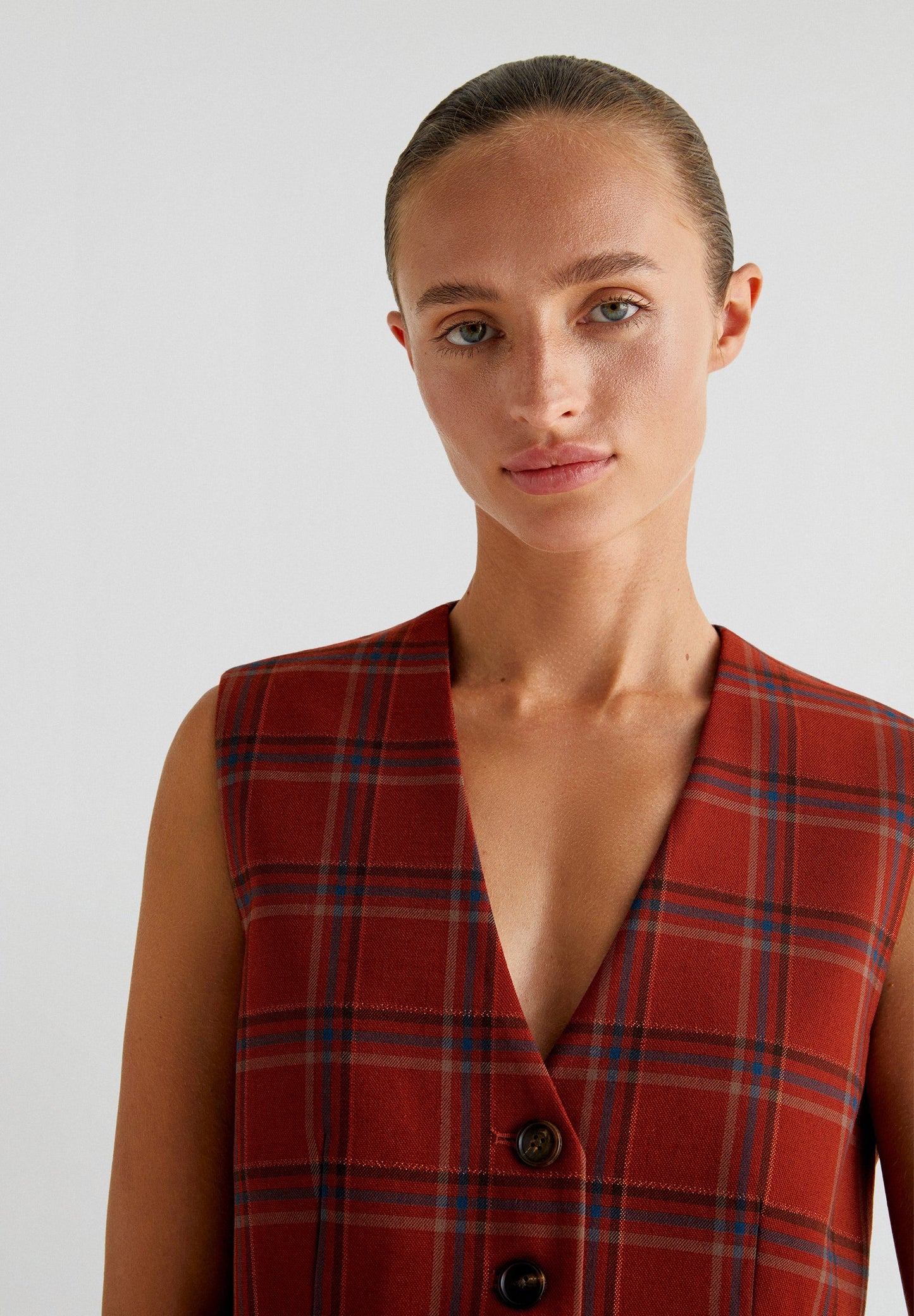 TERRACOTTA CHECK VEST