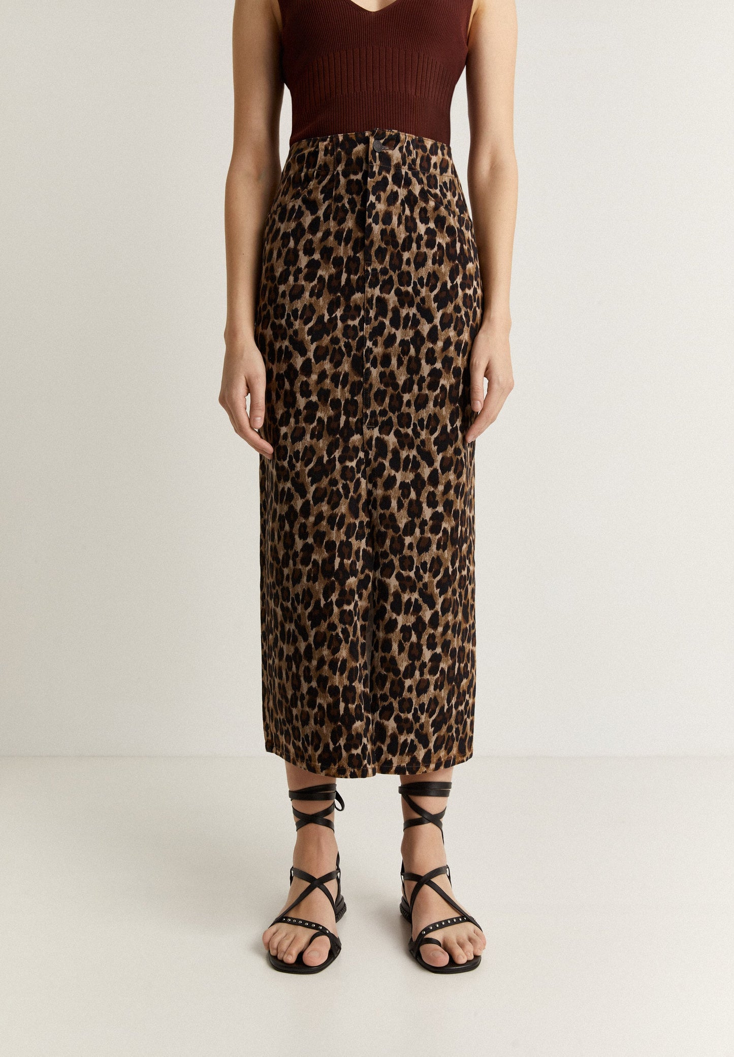 SAIA MIDI DENIM LEOPARDO