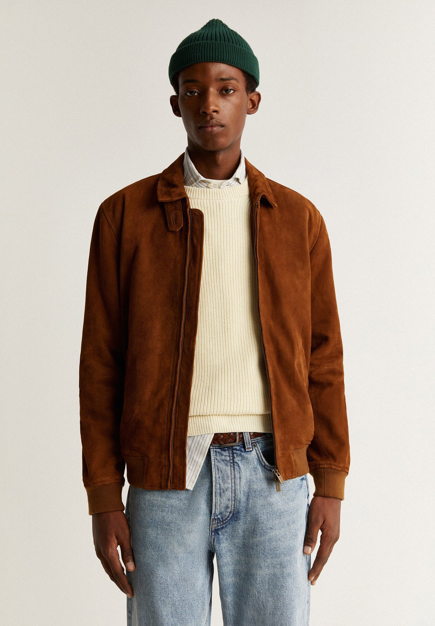 CARDIGAN BOMBER EM PELE