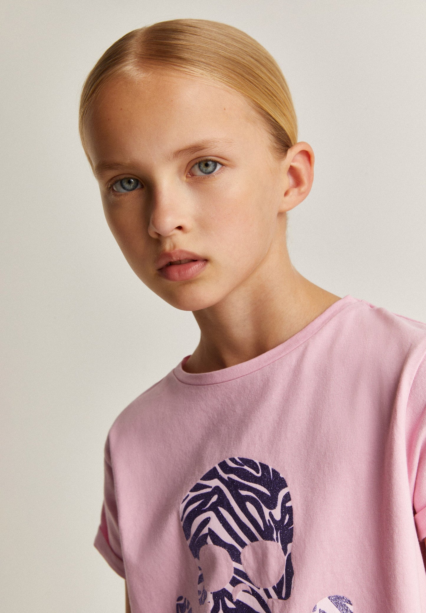 ZEBRA GLITTER SKULL TEE GIRLS