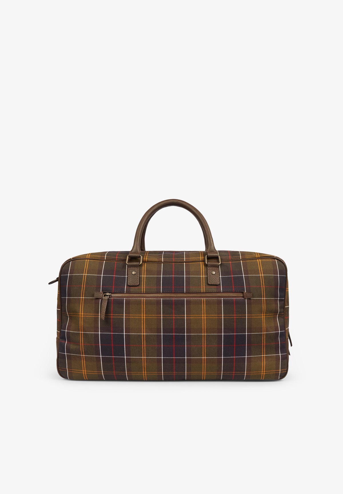 BARBOUR | BOLSA DE VIAJE CUERO Y TARTÁN