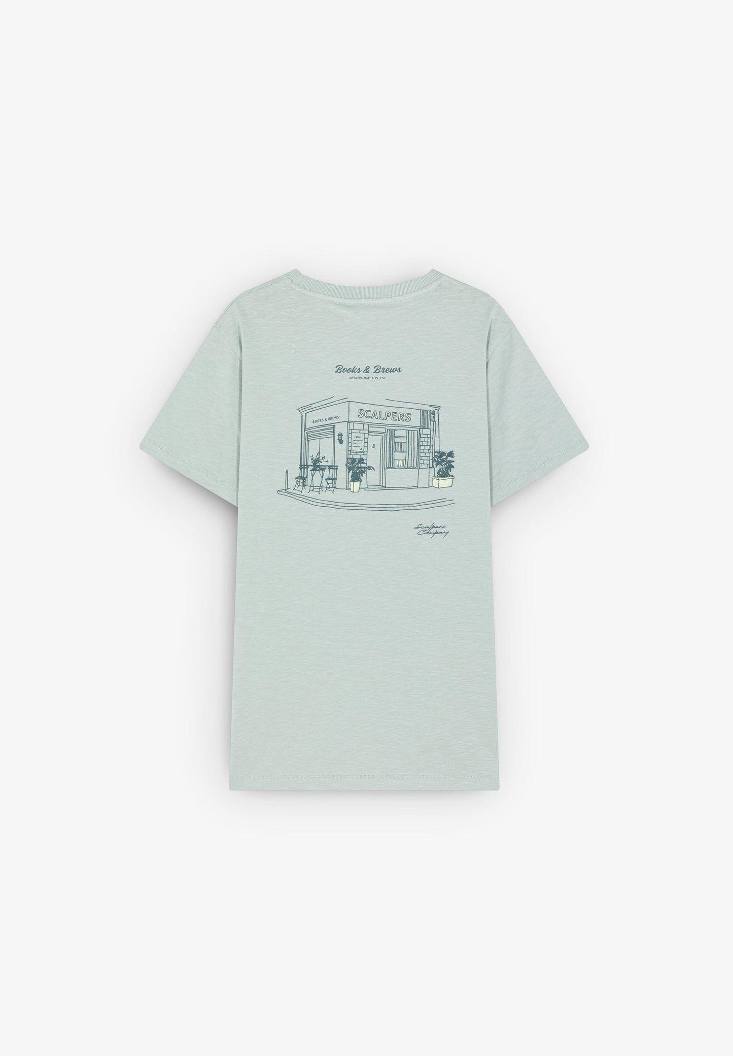 T-SHIRT COM ILUSTRAÇÃO DE LIVRARIA