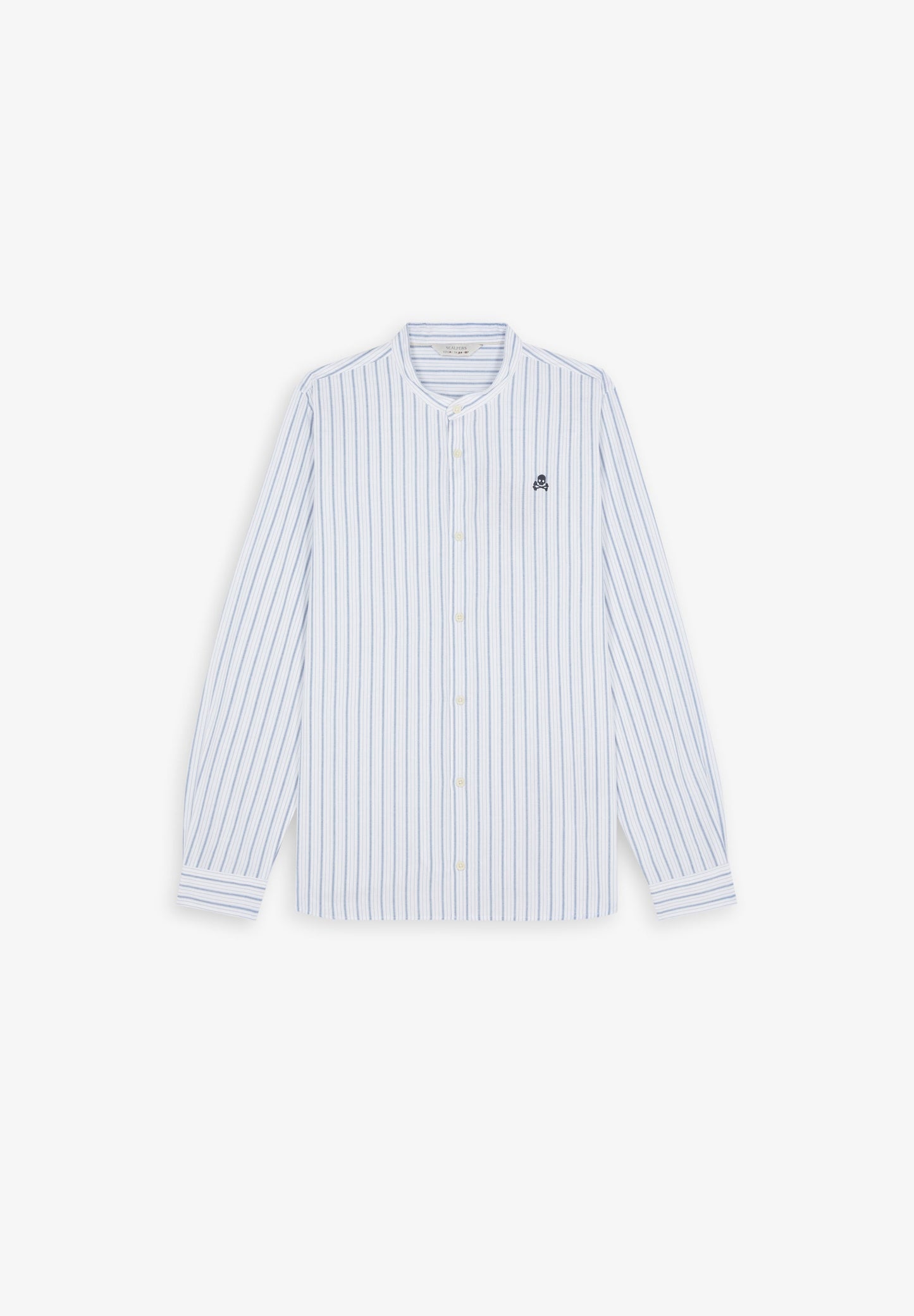 CAMISA DE RISCAS COM GOLA MAO