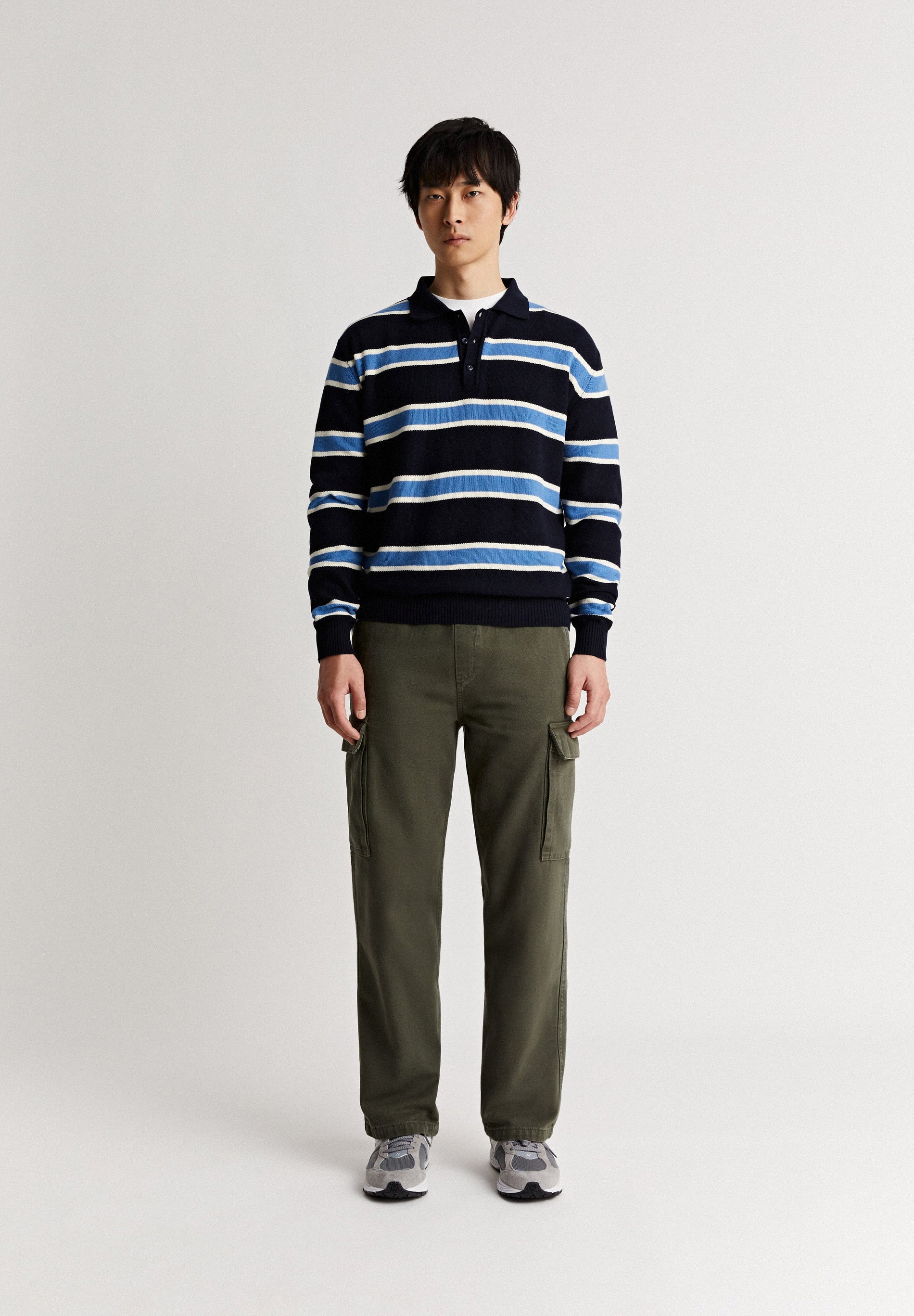 WOOLRICH | STRIPED KNITTED POLO SWEATER