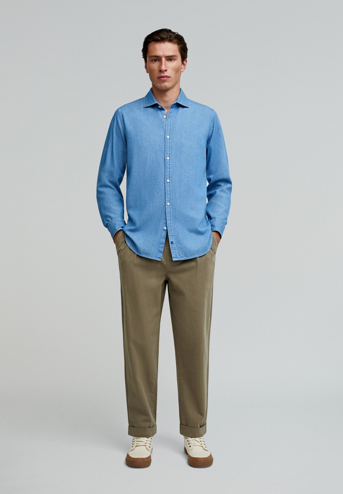 CAMISA DENIM LOGO PLACKET