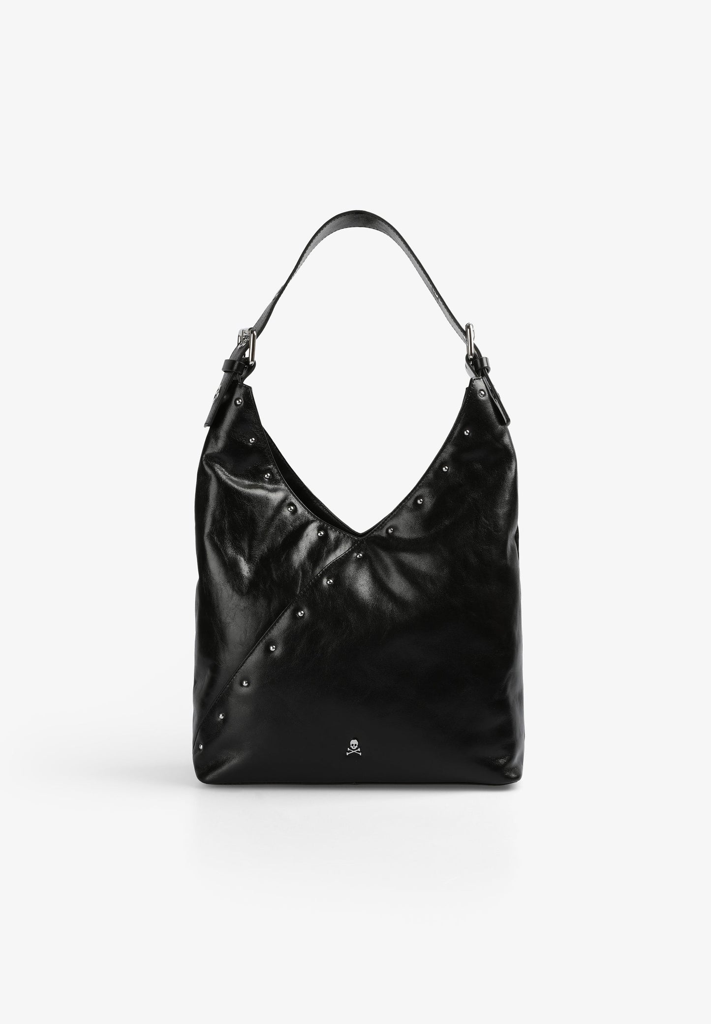 BOLSA HOBO EM PELE COM TACHAS