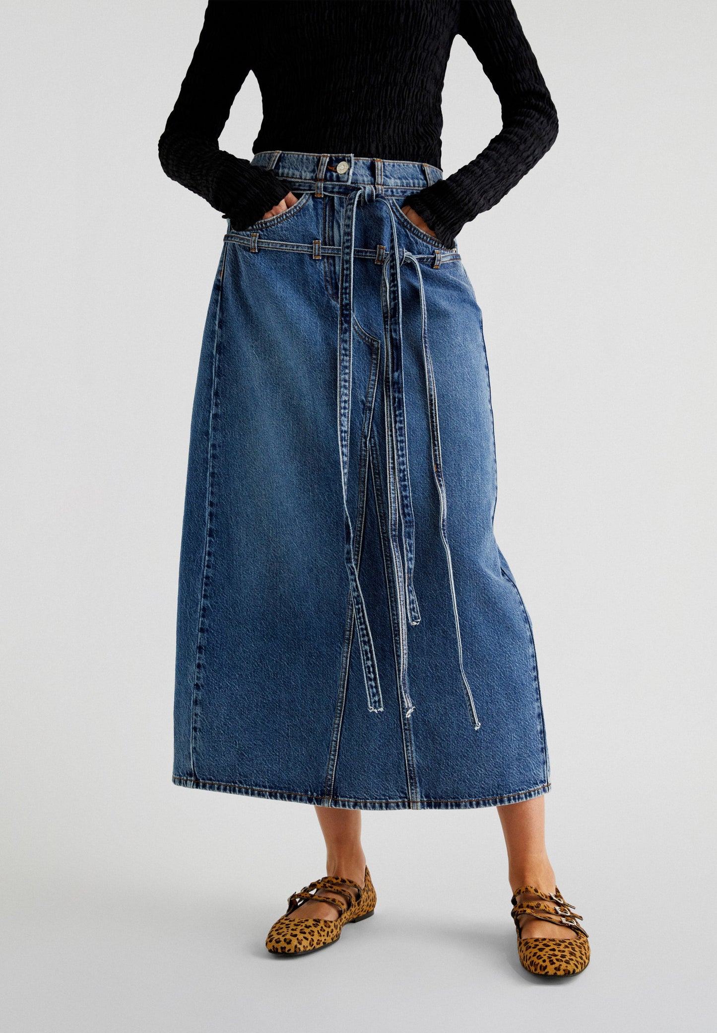 SAIA MIDI DENIM LAÇOS