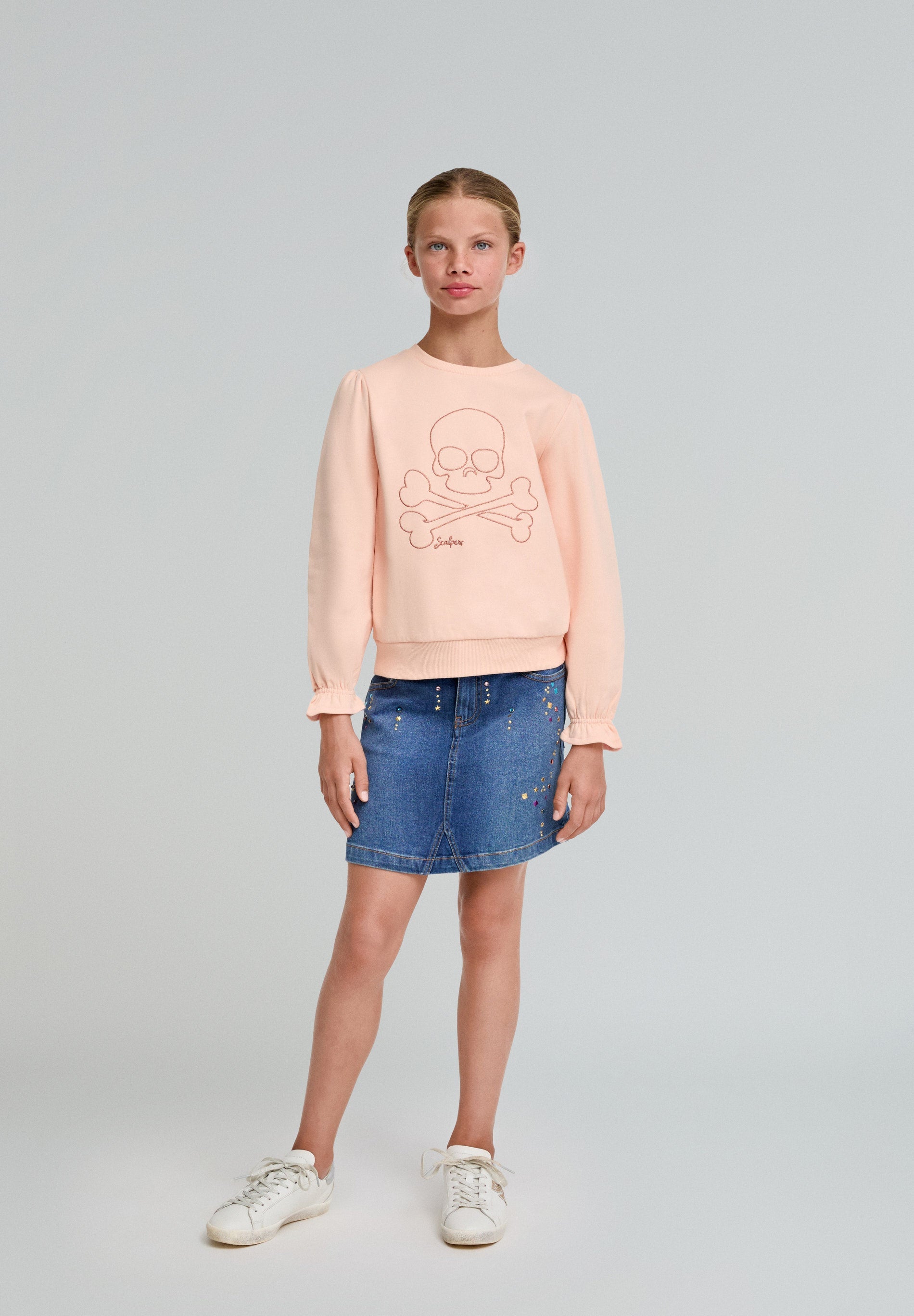 SWEATSHIRT COM SKULL E FRANZIDO