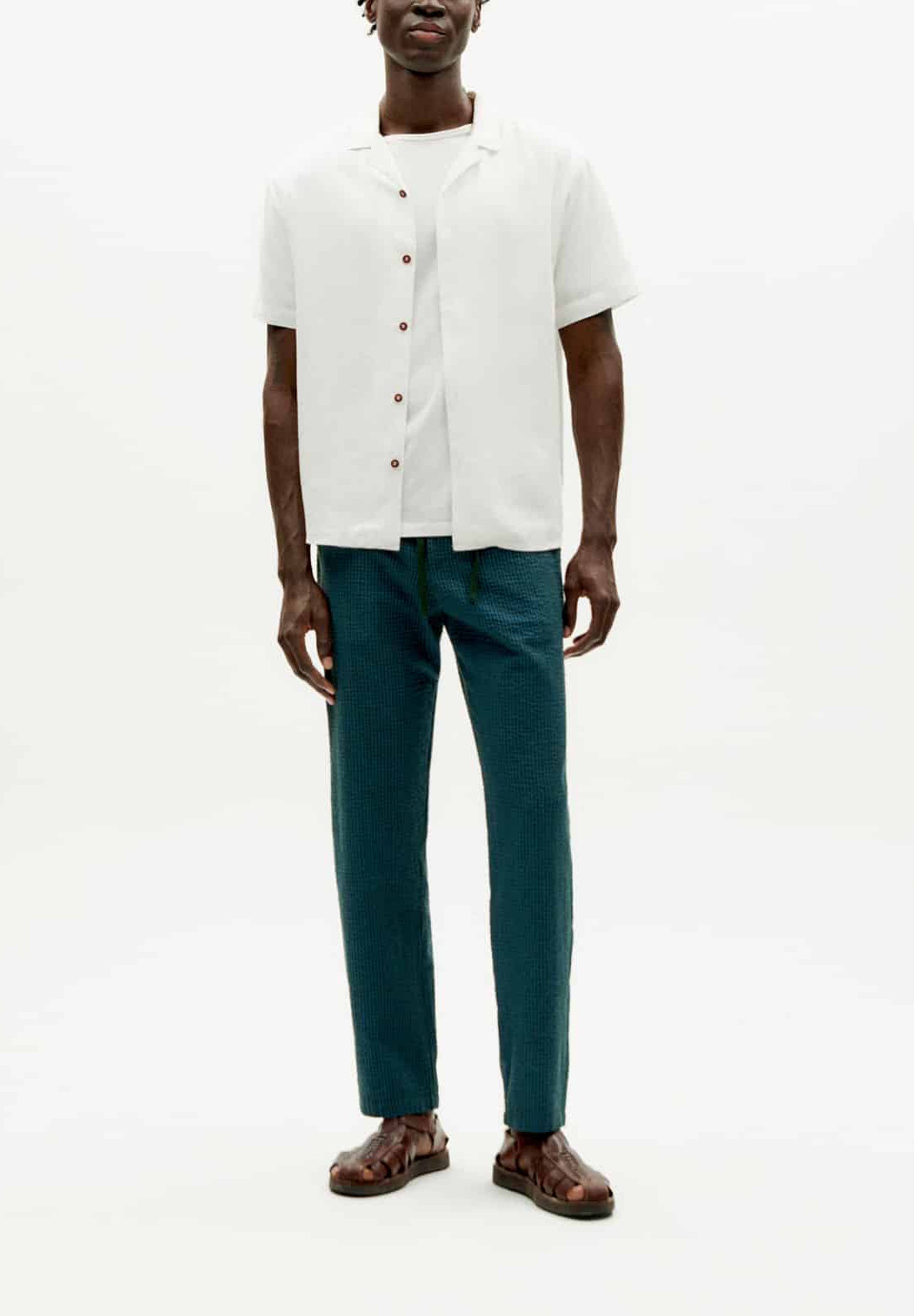 THINKING MU | CALÇAS DE VIAGEM SEERSUCKER PARA HOMEM