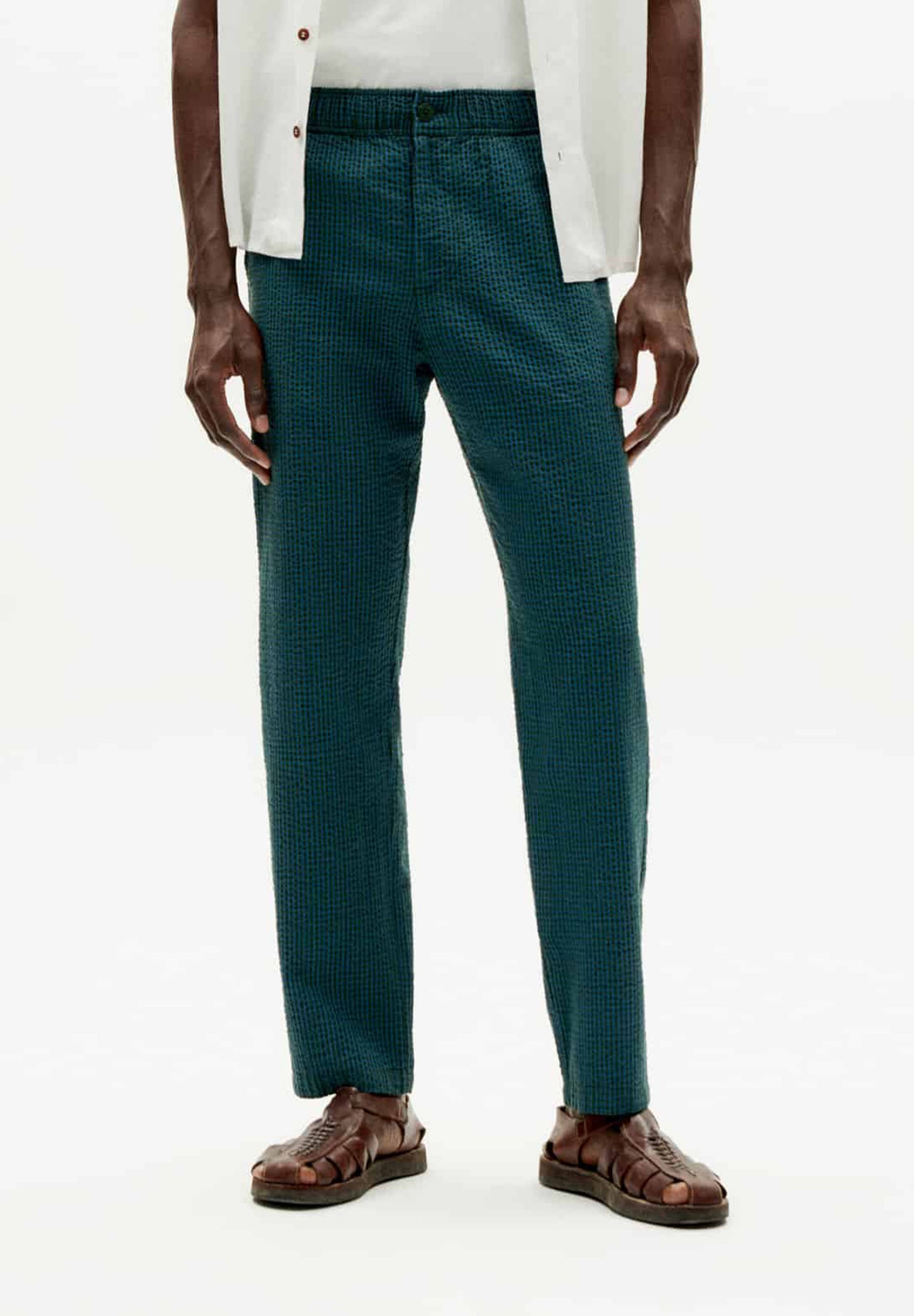 THINKING MU | CALÇAS DE VIAGEM SEERSUCKER PARA HOMEM