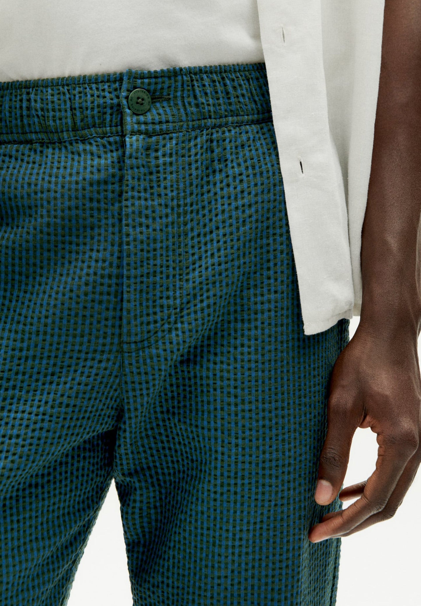 THINKING MU | CALÇAS DE VIAGEM SEERSUCKER PARA HOMEM