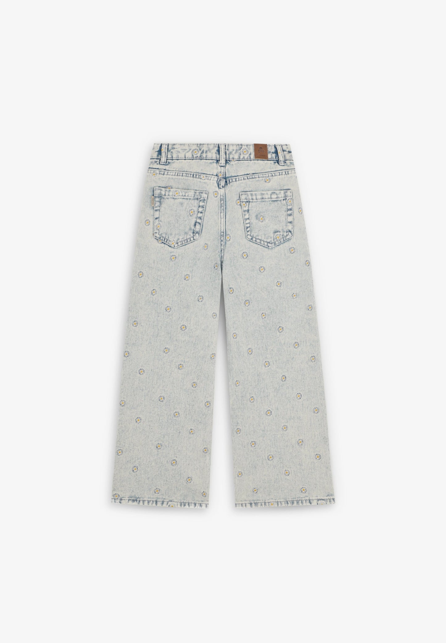 CALÇAS DENIM COM BORDADOS DE SÓIS