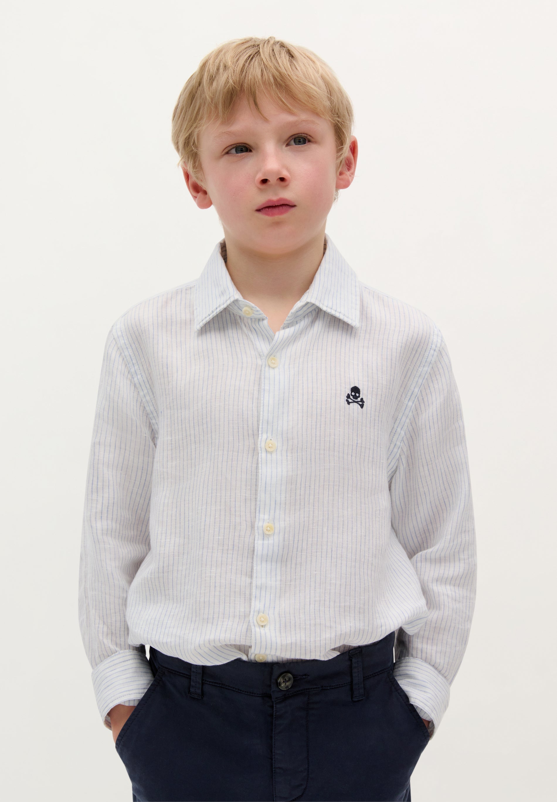 CAMISA DE LINHO ÀS RISCAS SKULL