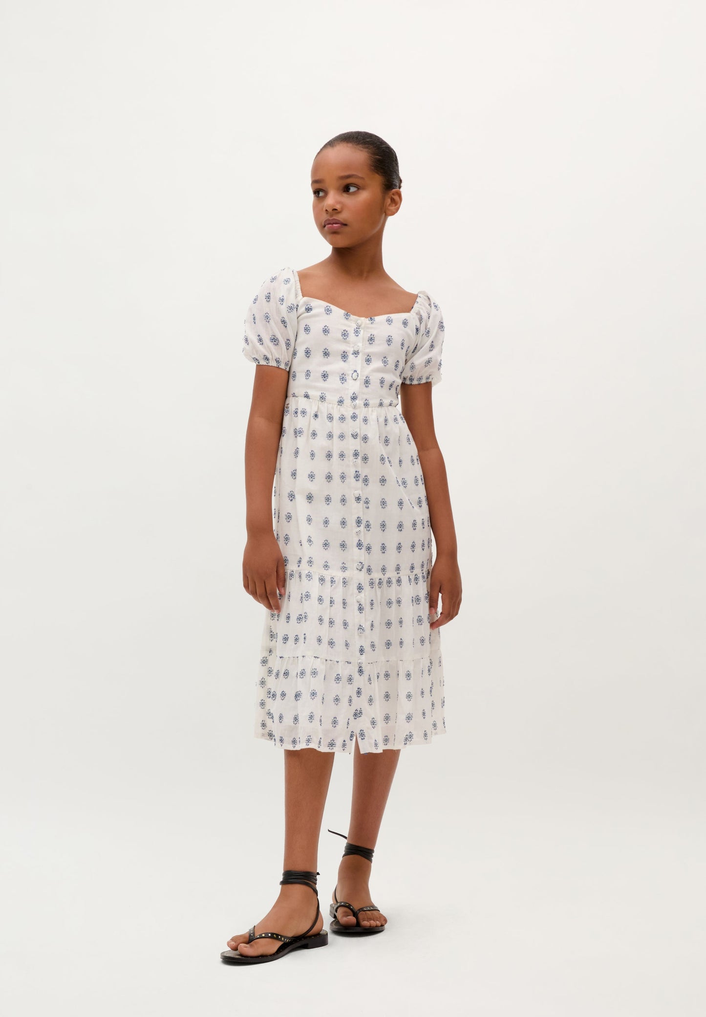 VESTIDO MIDI COM MANGAS ABALONADAS