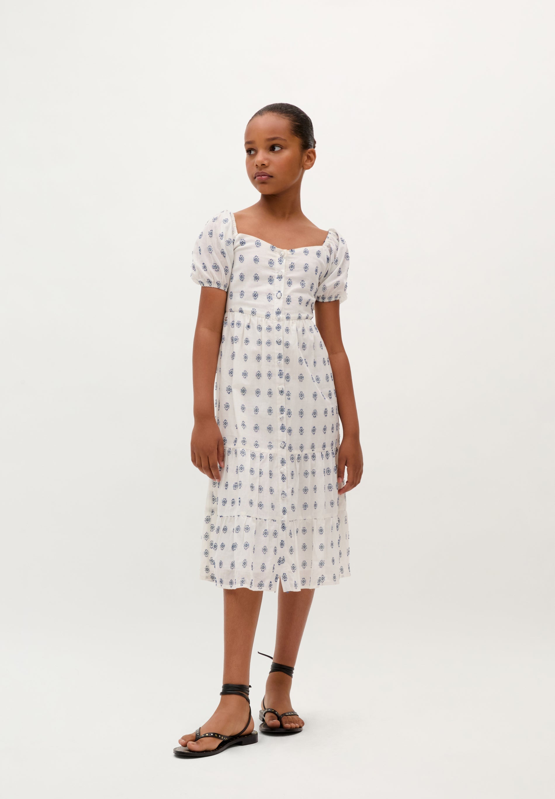 VESTIDO MIDI COM MANGAS ABALONADAS