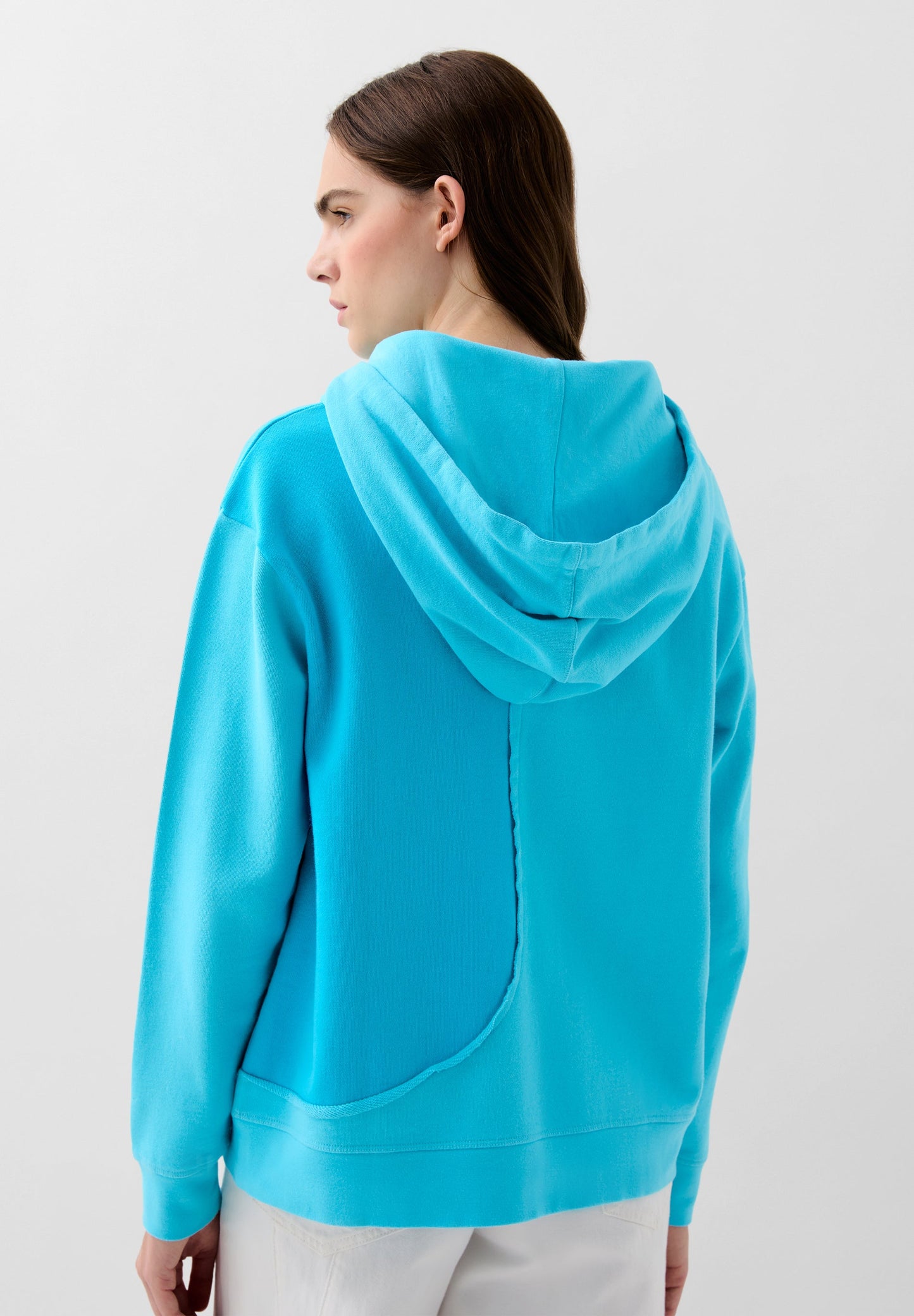 SWEATSHIRT COM CAPUZ BICOLOR E ONDAS