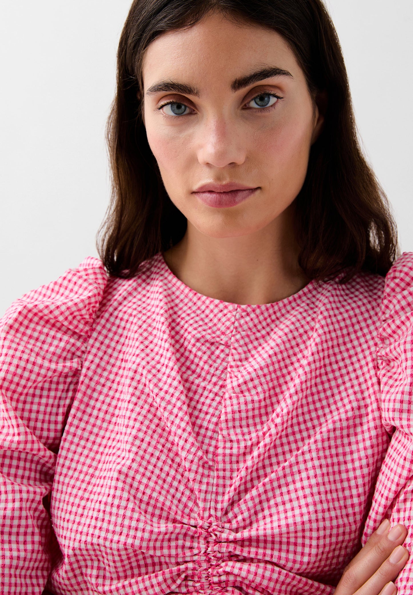 BLUSA VICHY COM FRANZIDO E ABERTURA