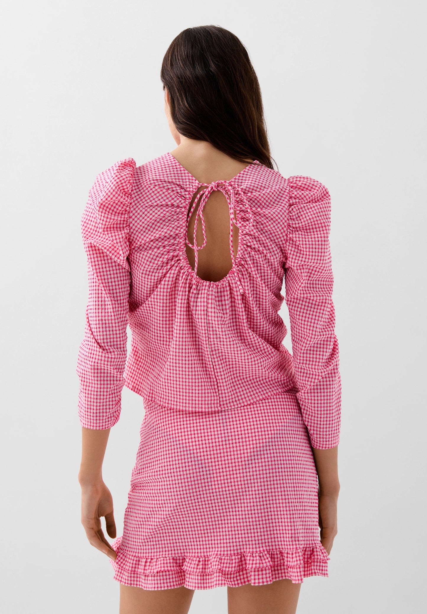 BLUSA VICHY COM FRANZIDO E ABERTURA